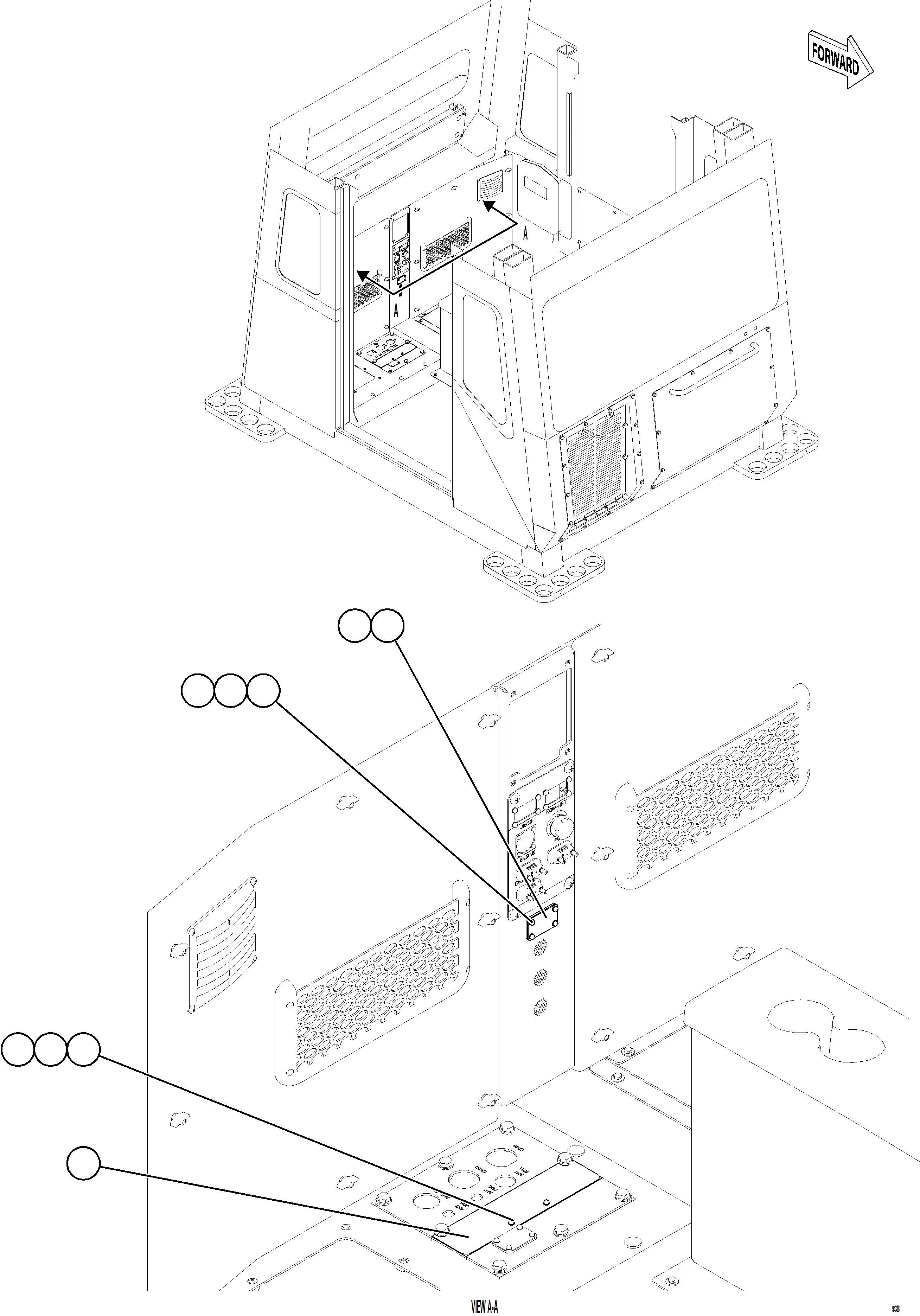 Komatsu parts book diagram for AFE84-P 730E-10 S/N A50051 - A50054  KAL: CAB BLANKING PLATES    4/4