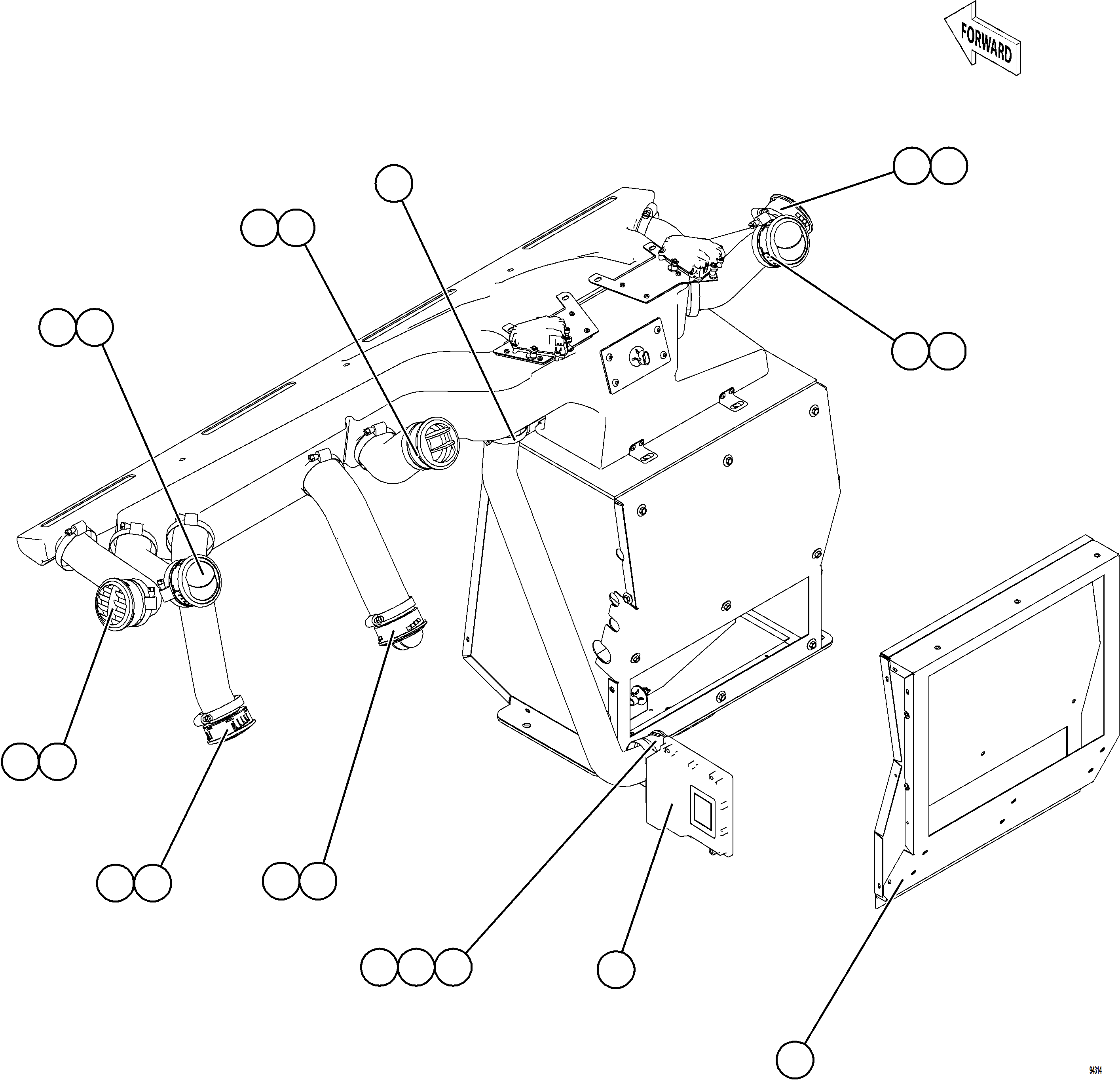 Komatsu parts book diagram for AFE84-P 730E-10 S/N A50051 - A50054  KAL: HVAC MODULE INSTALLATION    2/2
