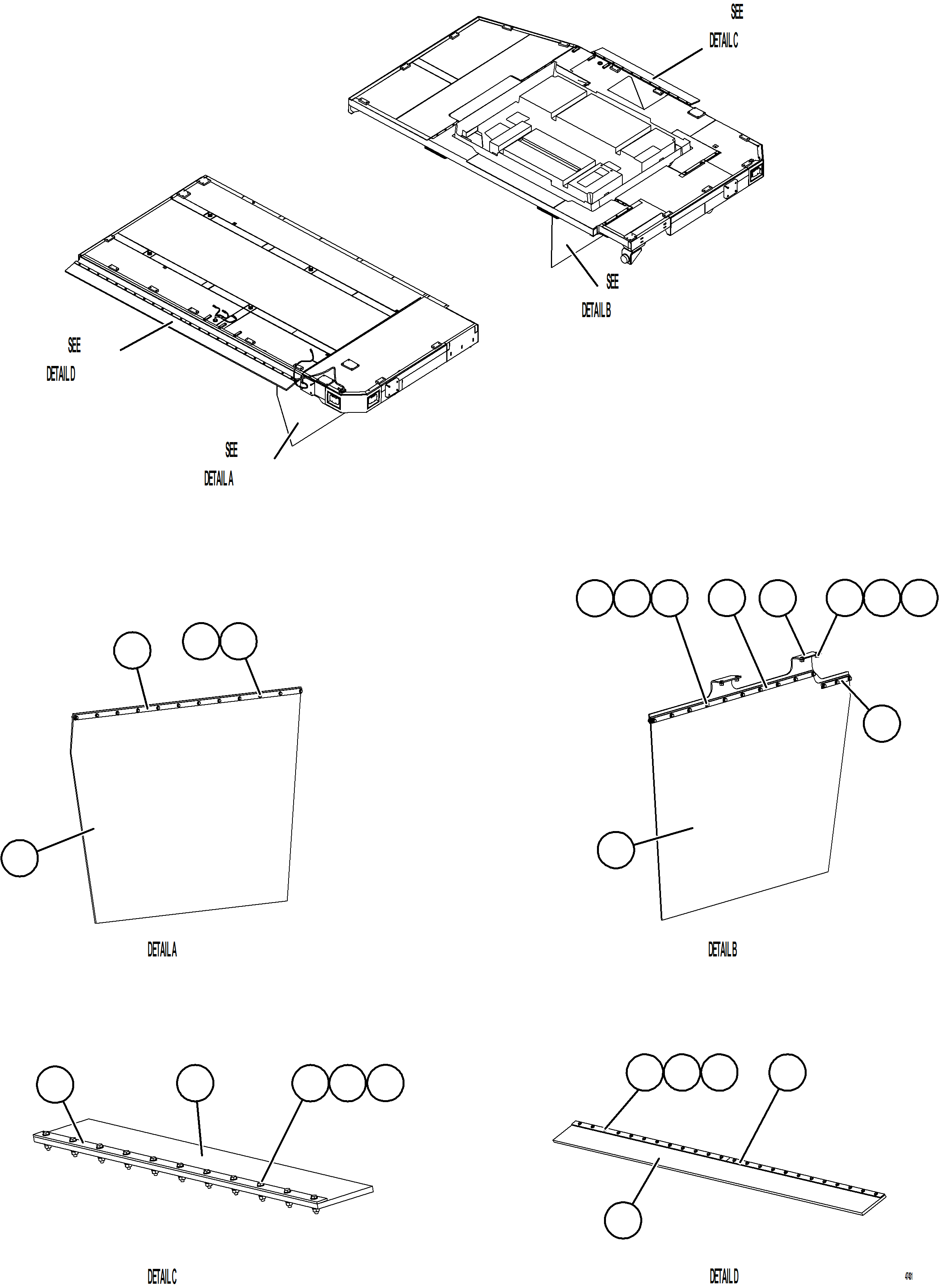 Komatsu parts book diagram for AFE84-P 730E-10 S/N A50051 - A50054  KAL: DECK MUD FLAPS