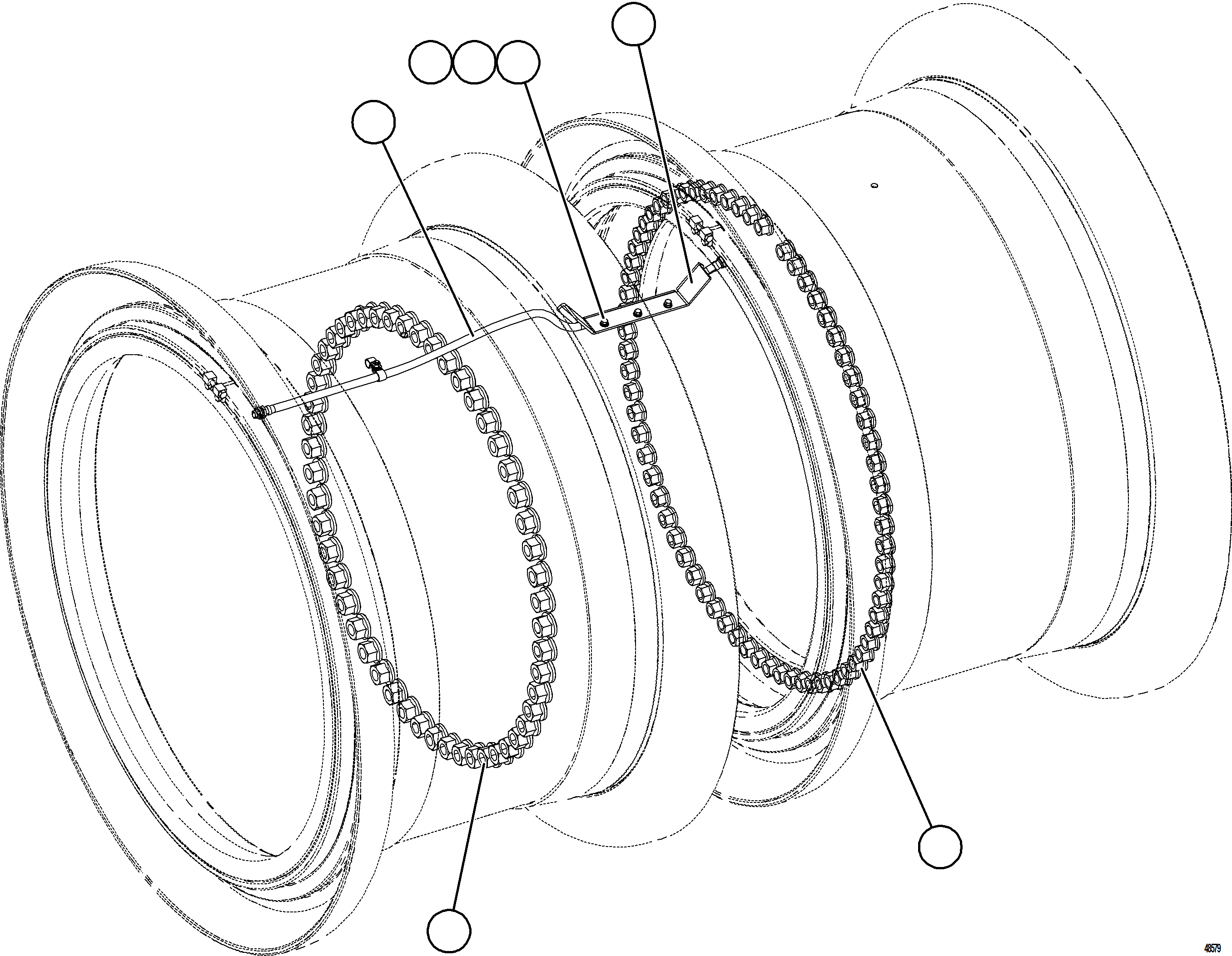 Komatsu parts book diagram for AFE84-P 730E-10 S/N A50051 - A50054  KAL: REAR WHEEL INSTALLATION - SMART RIM
