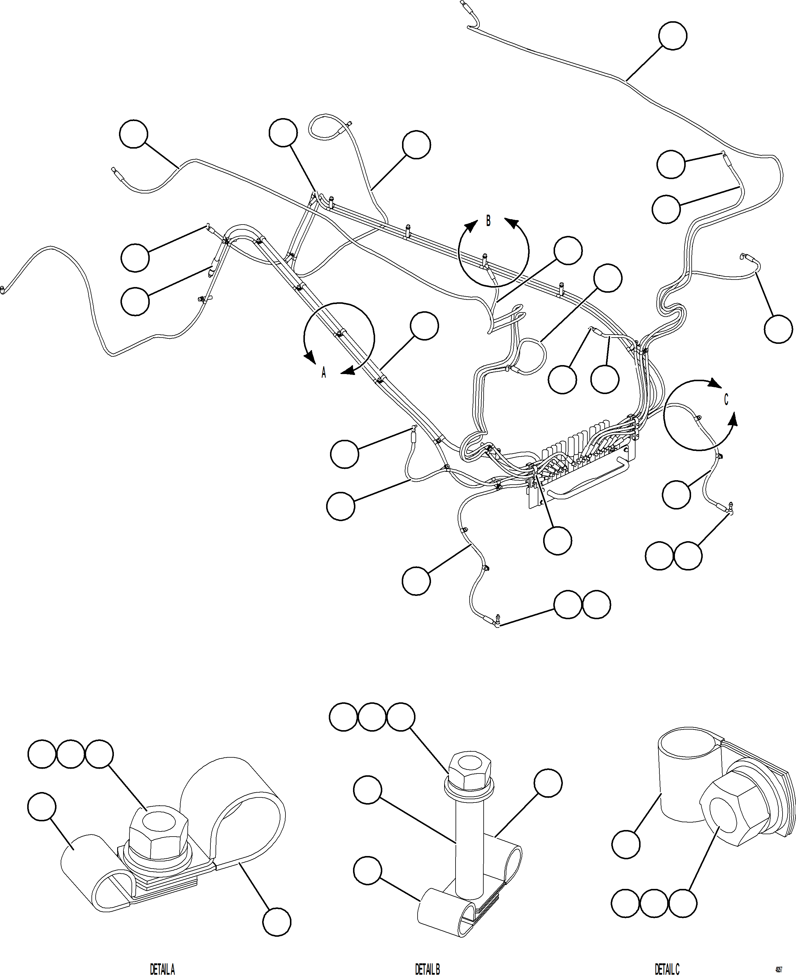 Komatsu parts book diagram for AFE84-P 730E-10 S/N A50051 - A50054  KAL: AUTOMATIC LUBRICATION SYSTEM PIPING - REAR    2/3