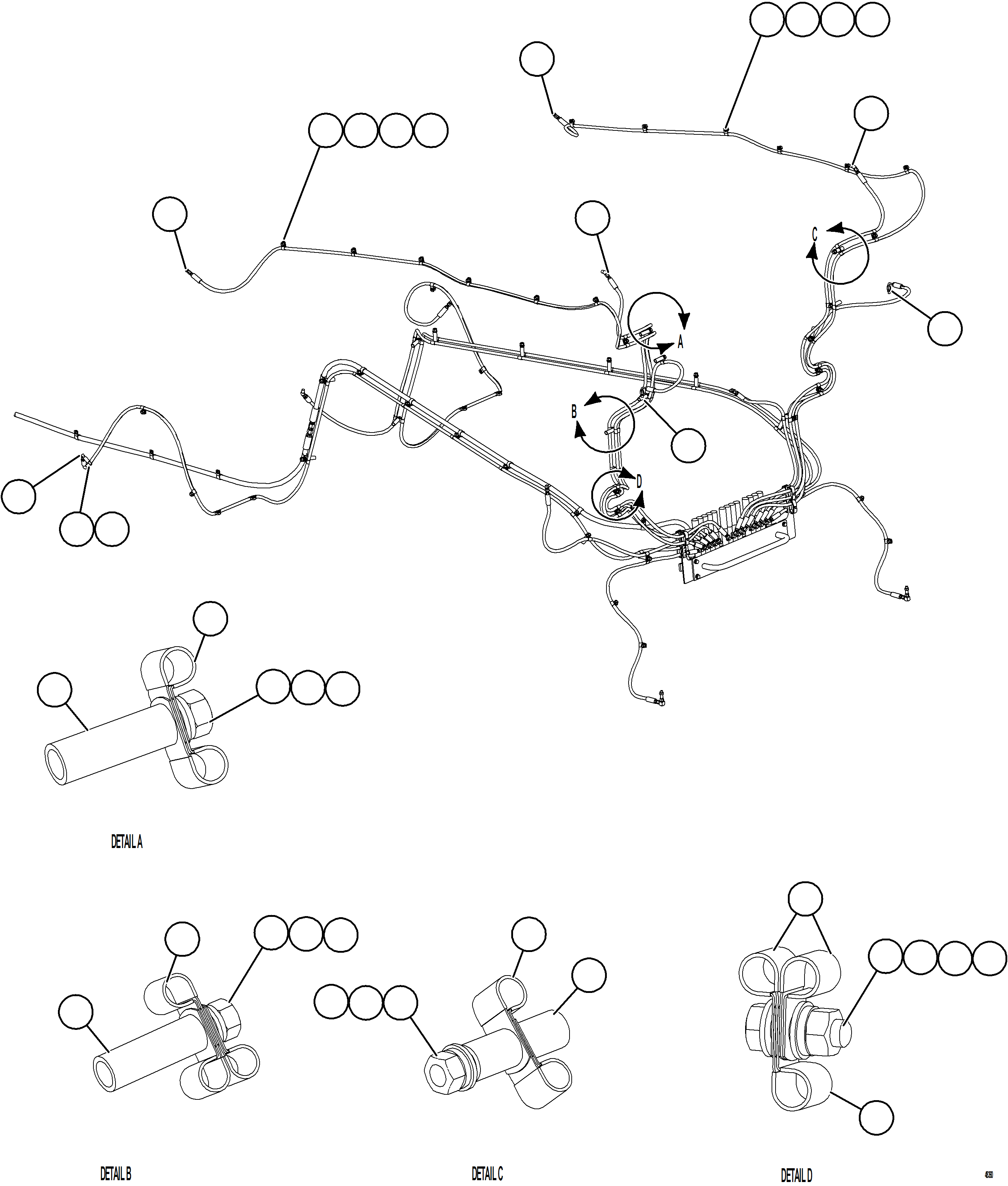 Komatsu parts book diagram for AFE84-P 730E-10 S/N A50051 - A50054  KAL: AUTOMATIC LUBRICATION SYSTEM PIPING - REAR    3/3