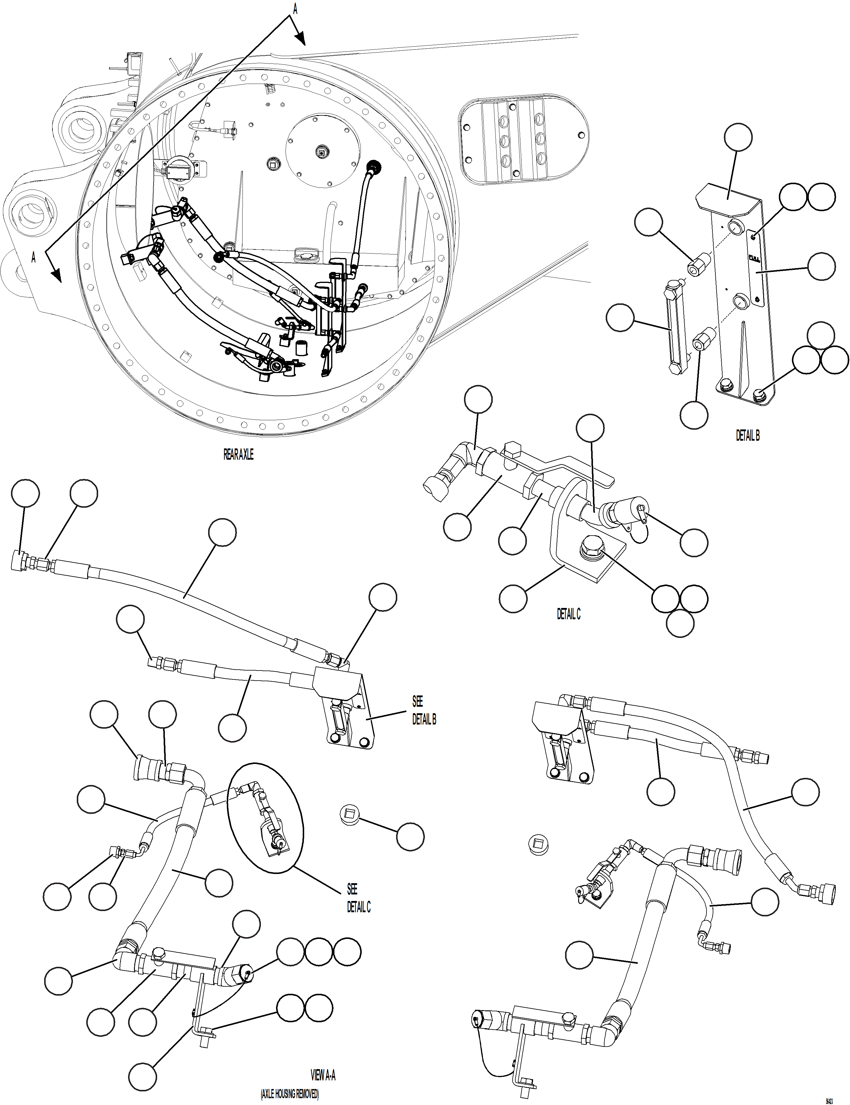 Komatsu parts book diagram for AFE84-P 730E-10 S/N A50051 - A50054  KAL: REAR AXLE SERVICE CENTER
