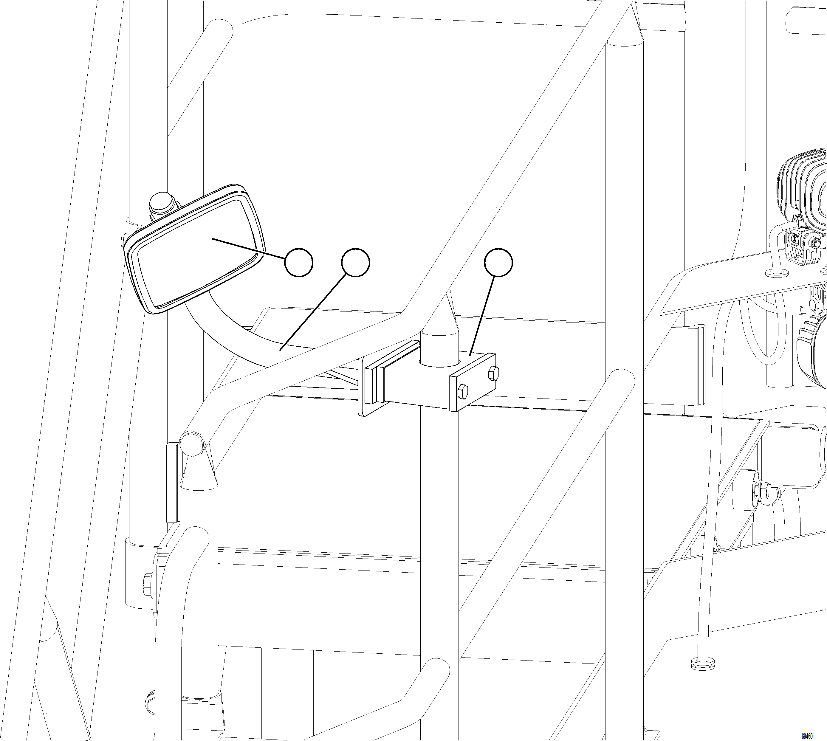 Komatsu parts book diagram for AFE84-P 730E-10 S/N A50051 - A50054  KAL: RETRACTABLE LADDER MIRROR