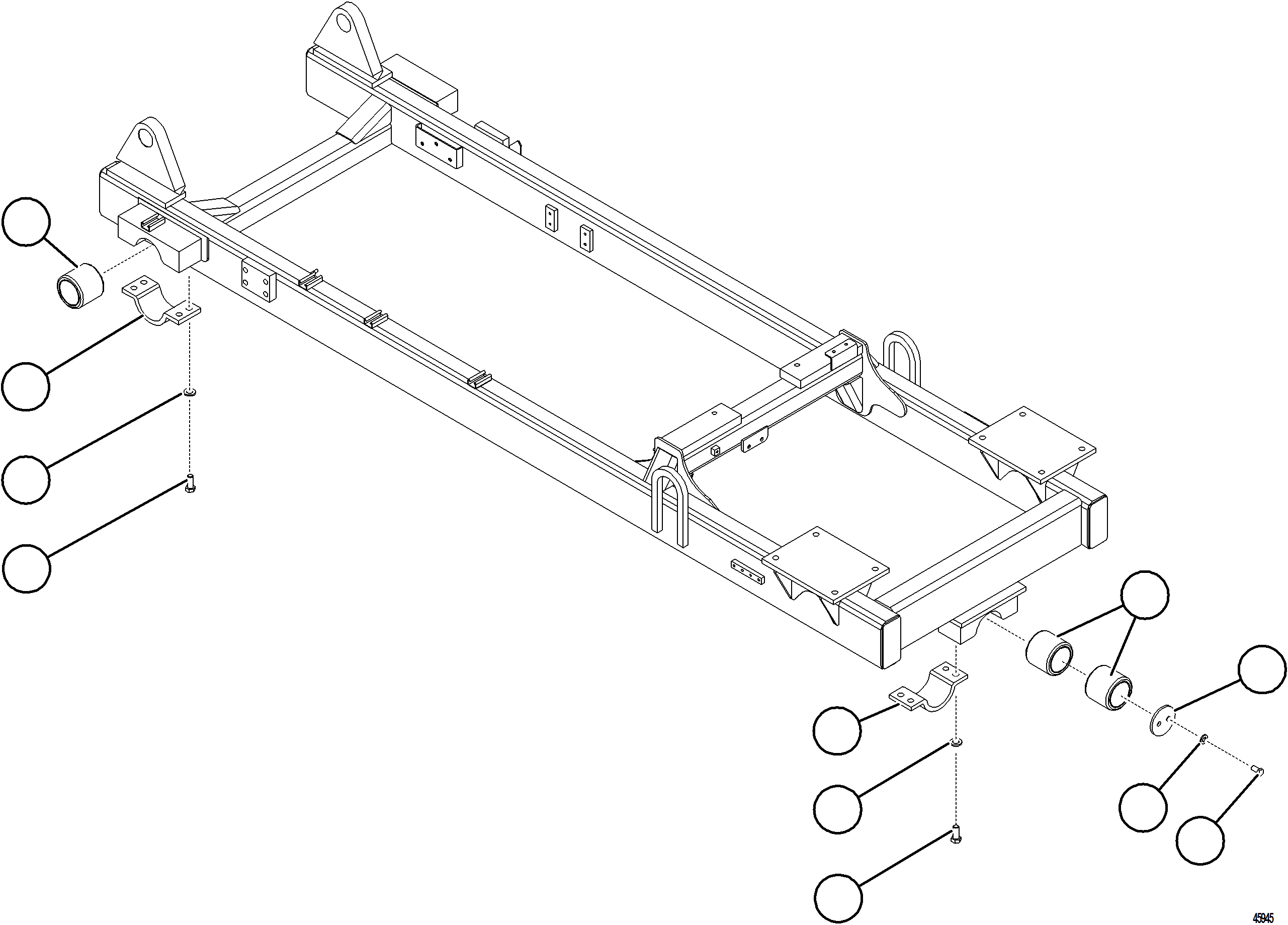 Komatsu parts book diagram for AFE84-R 730E-10 S/N A50056 - A50058  KSA: ENGINE AND SUB - FRAME MOUNTS    1/2