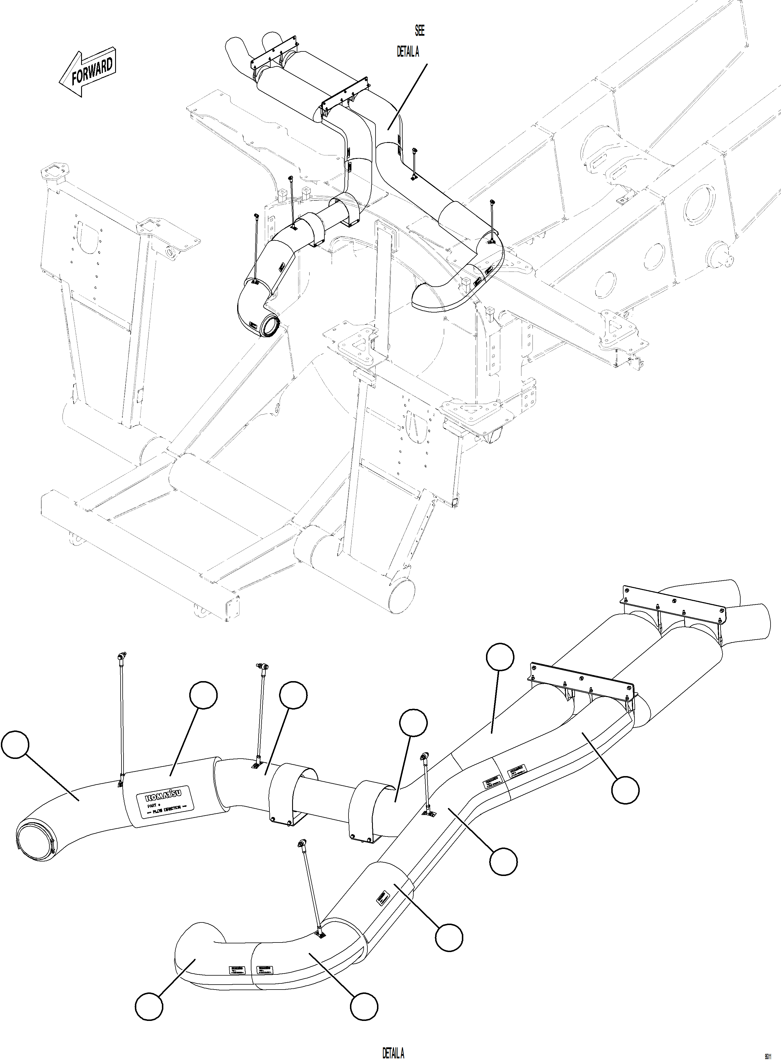 Komatsu parts book diagram for AFE84-R 730E-10 S/N A50056 - A50058  KSA: EXHAUST BLANKETS