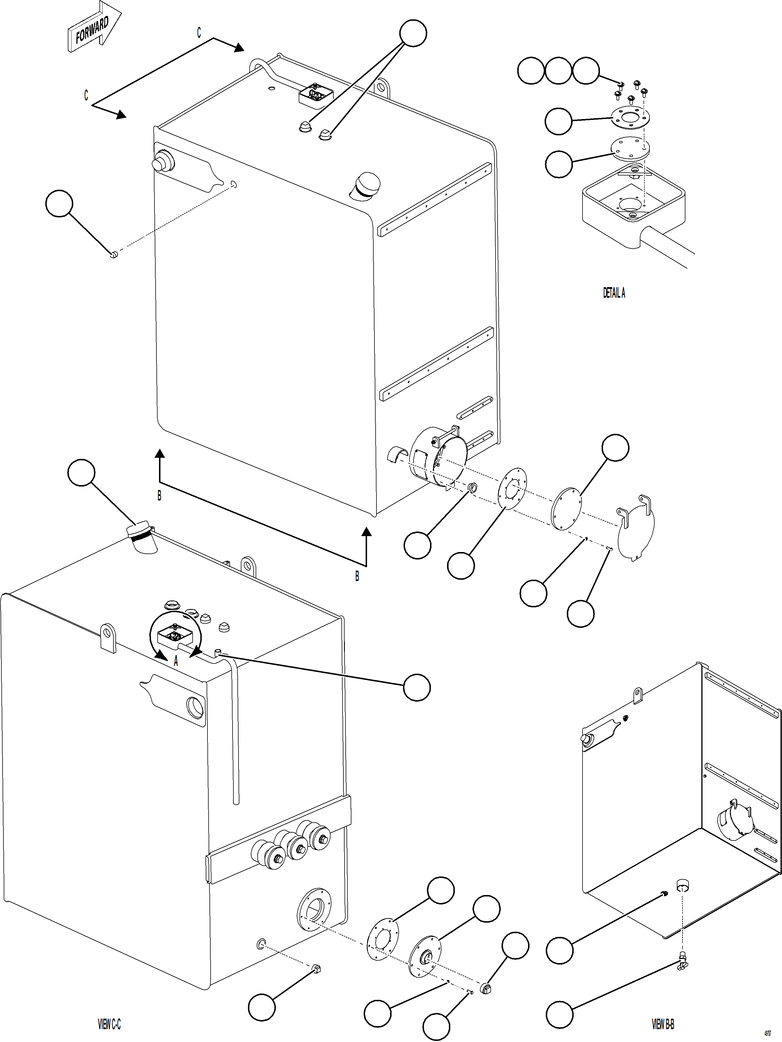 Komatsu parts book diagram for AFE84-R 730E-10 S/N A50056 - A50058  KSA: FUEL TANK ASSEMBLY