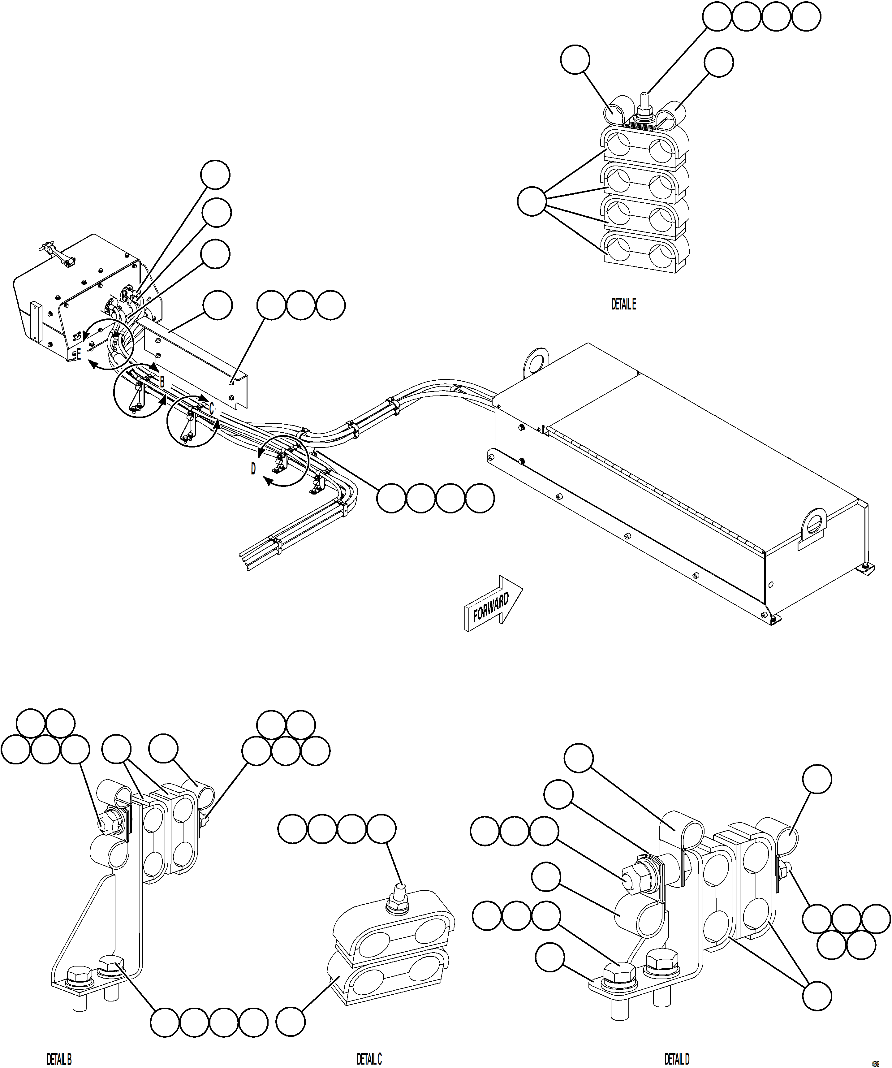 Komatsu parts book diagram for AFE84-R 730E-10 S/N A50056 - A50058  KSA: ISOLATION BOX EXTERNAL WIRING    1/2