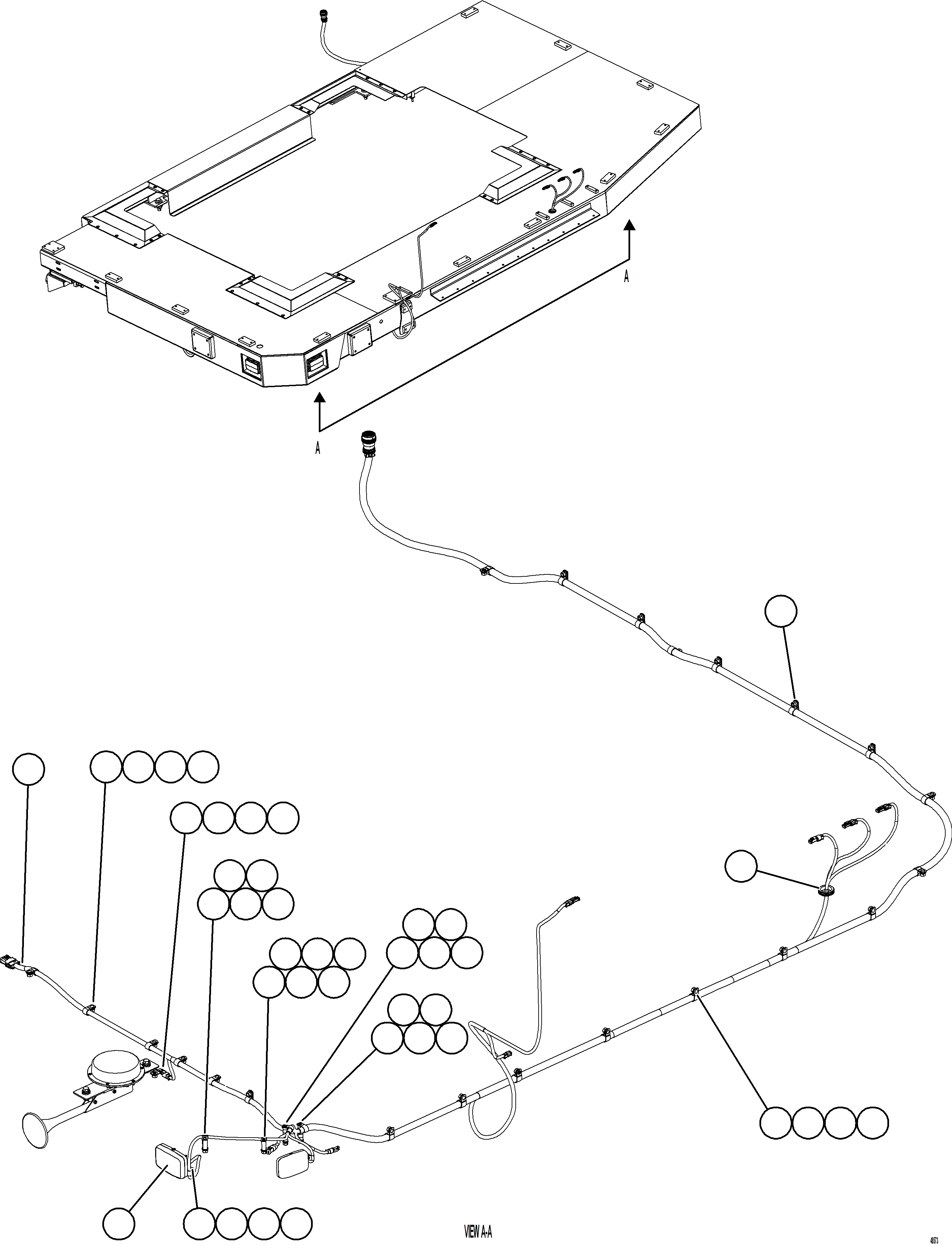 Komatsu parts book diagram for AFE84-R 730E-10 S/N A50056 - A50058  KSA: LH DECK WIRING HARNESS & LIGHTS