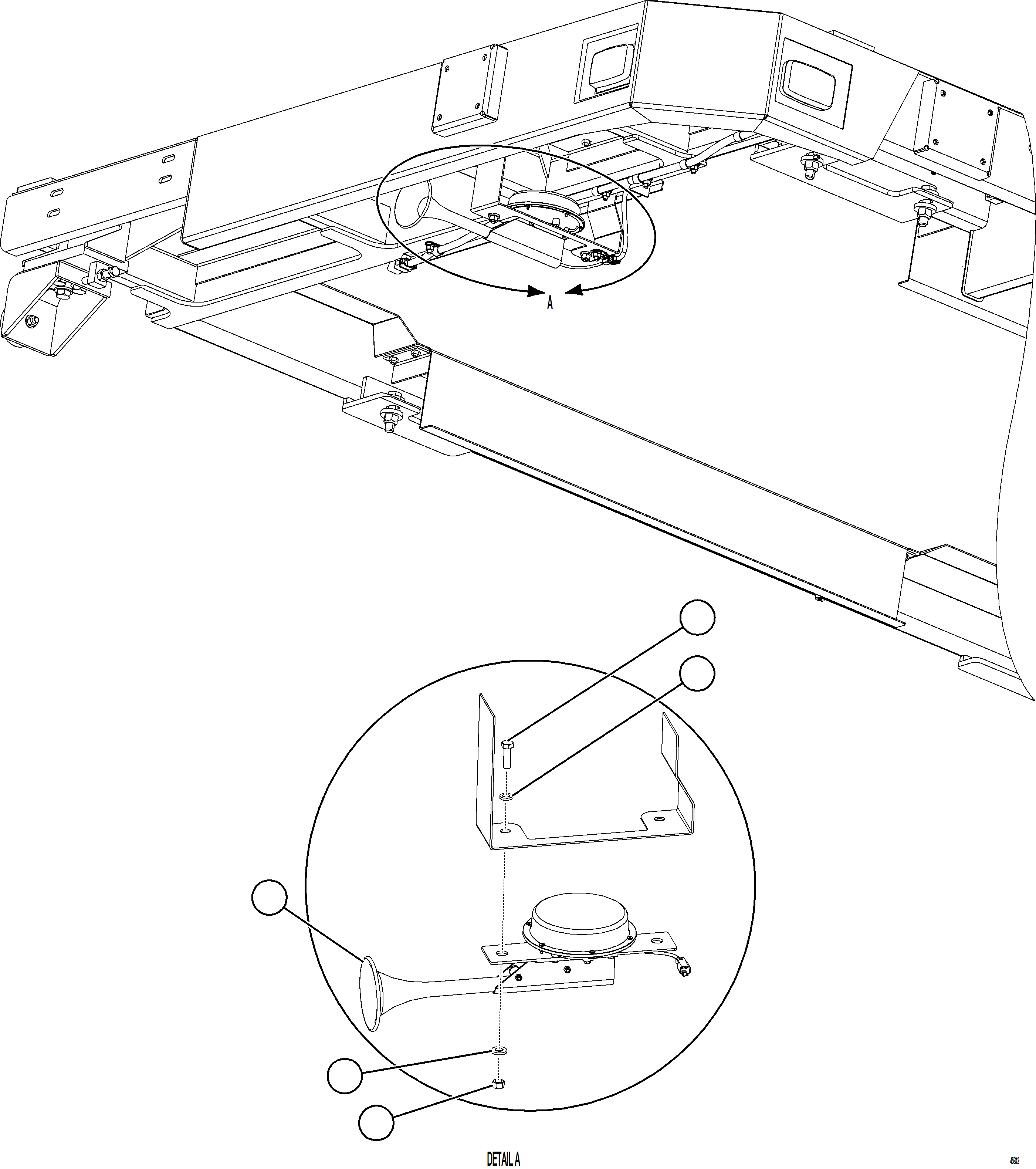 Komatsu parts book diagram for AFE84-R 730E-10 S/N A50056 - A50058  KSA: HORN INSTALLATION