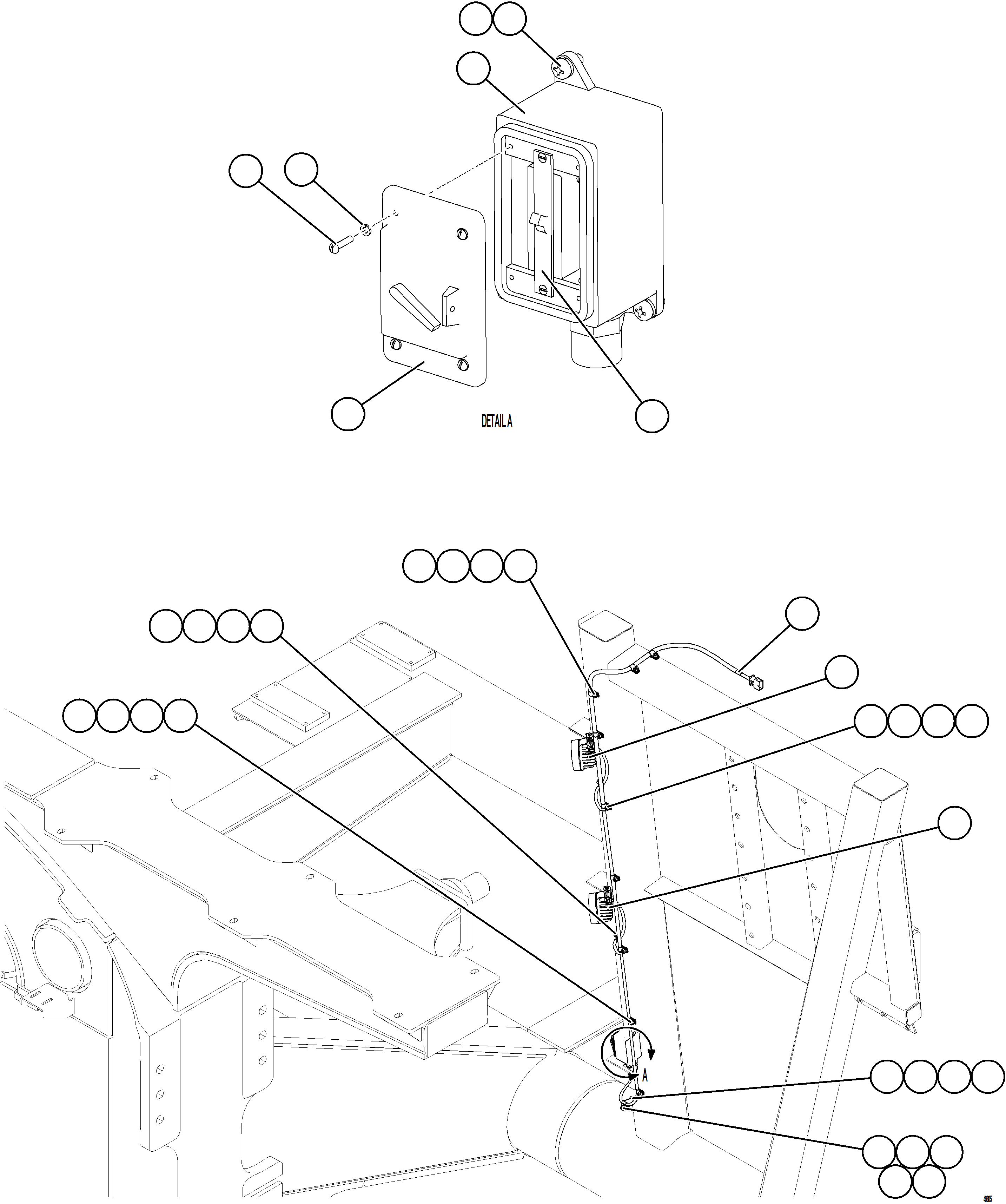 Komatsu parts book diagram for AFE84-R 730E-10 S/N A50056 - A50058  KSA: RH ENGINE BAY LIGHTS & SWITCH