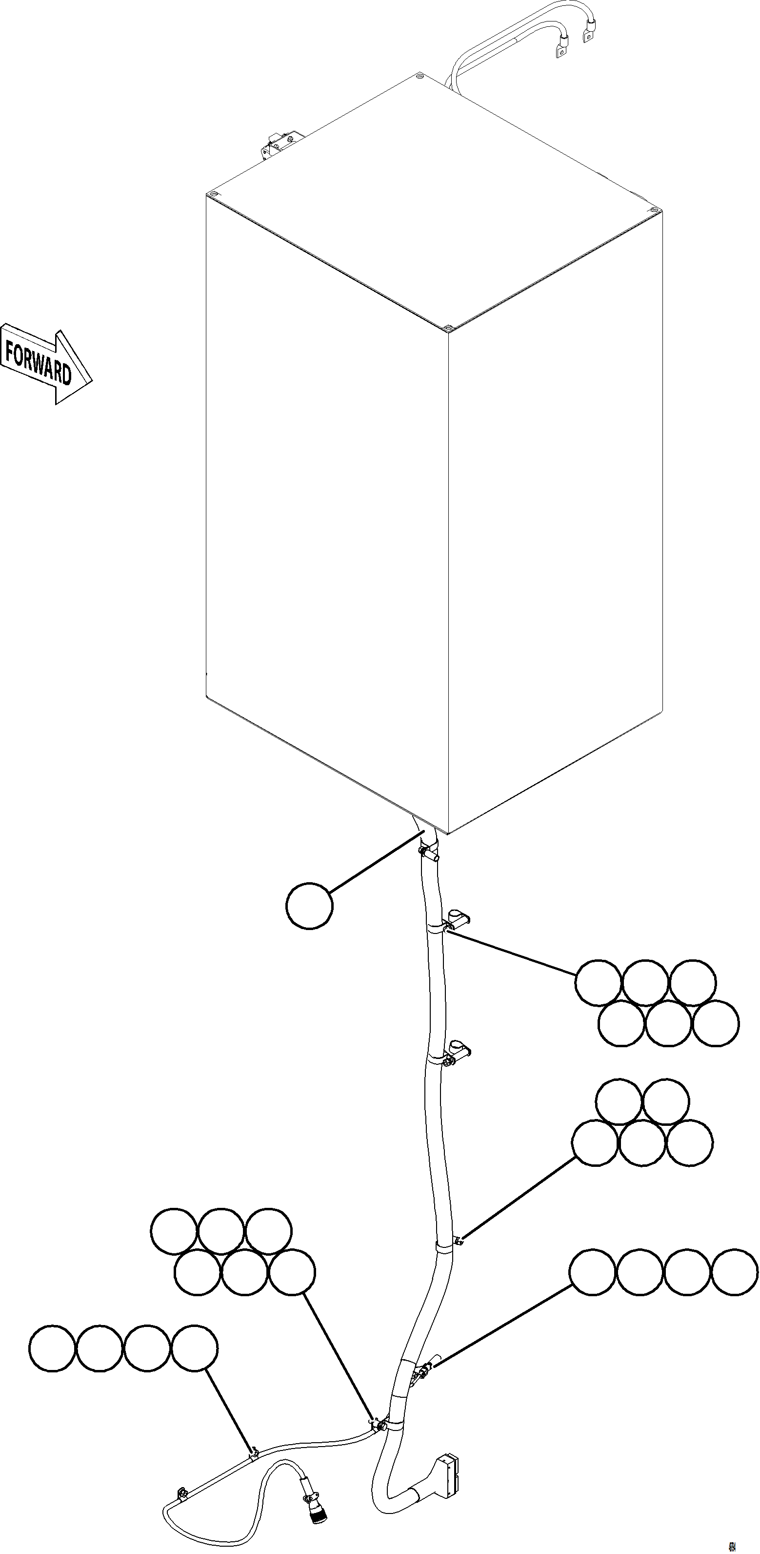 Komatsu parts book diagram for AFE84-R 730E-10 S/N A50056 - A50058  KSA: RIGHT FRONT FRAME RAIL HARNESS    2/3