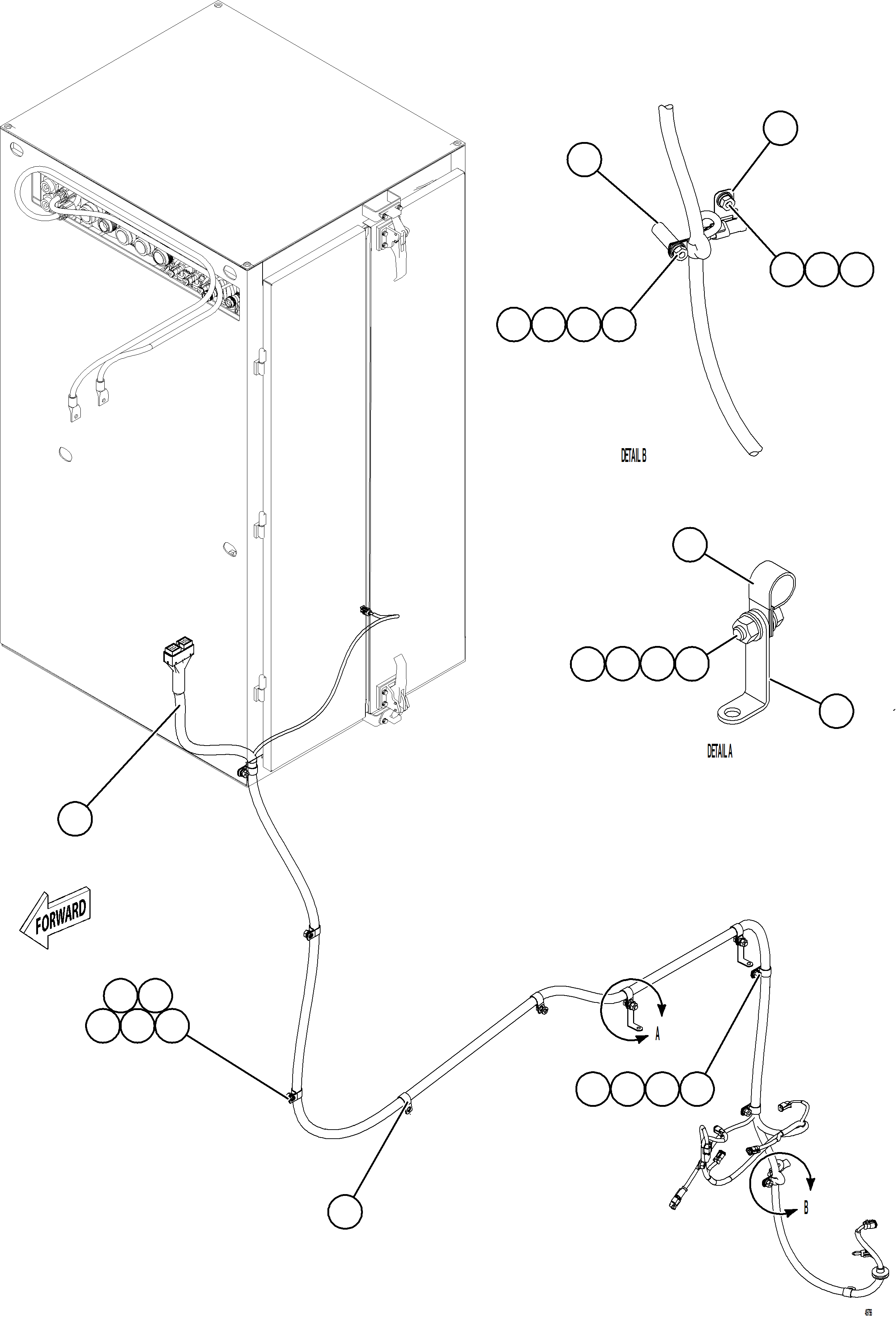 Komatsu parts book diagram for AFE84-R 730E-10 S/N A50056 - A50058  KSA: LEFT REAR FRAME RAIL HARNESS