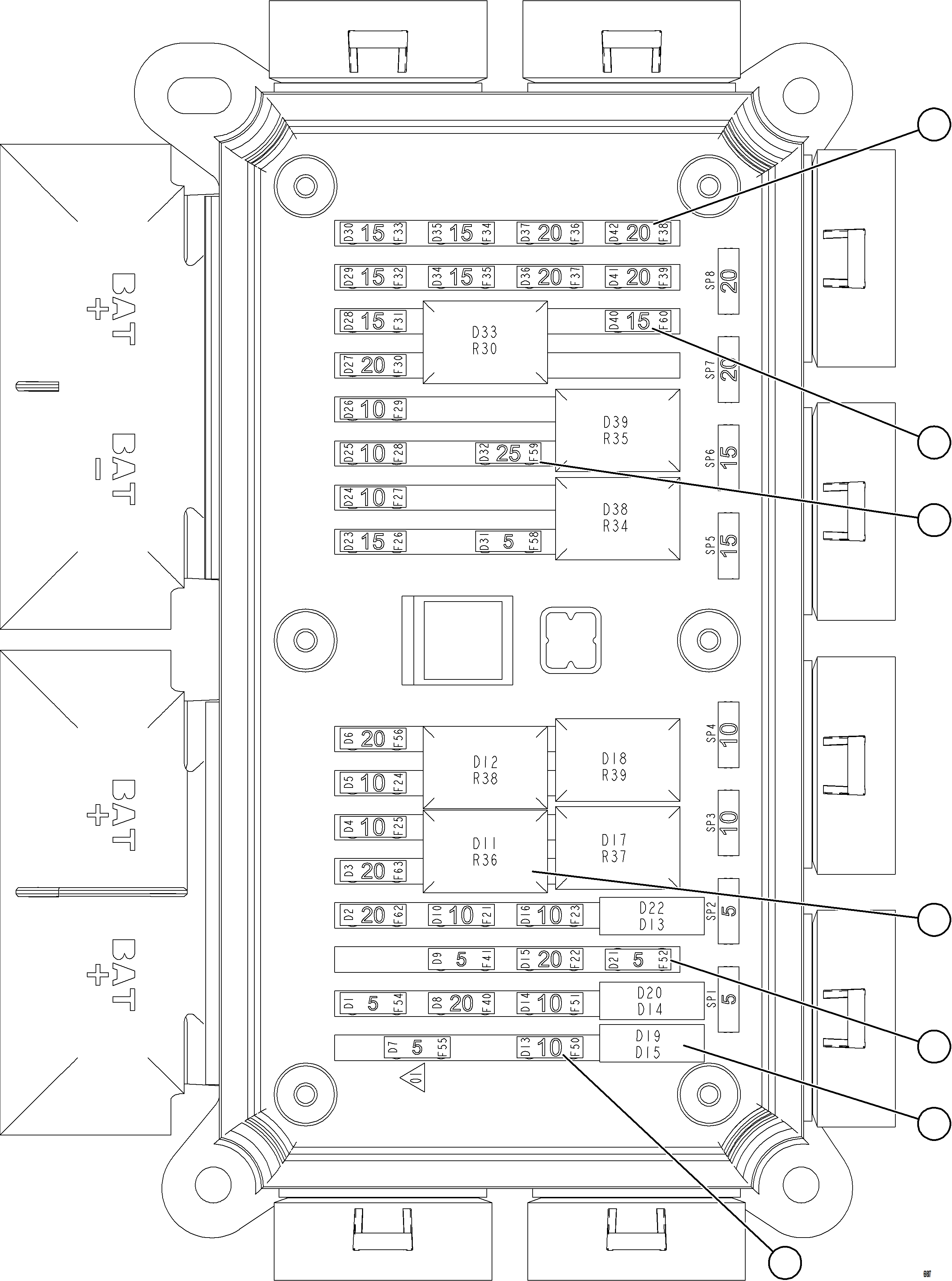 Komatsu parts book diagram for AFE84-R 730E-10 S/N A50056 - A50058  KSA: VEHICLE ELECTRICAL CENTER VEC-91