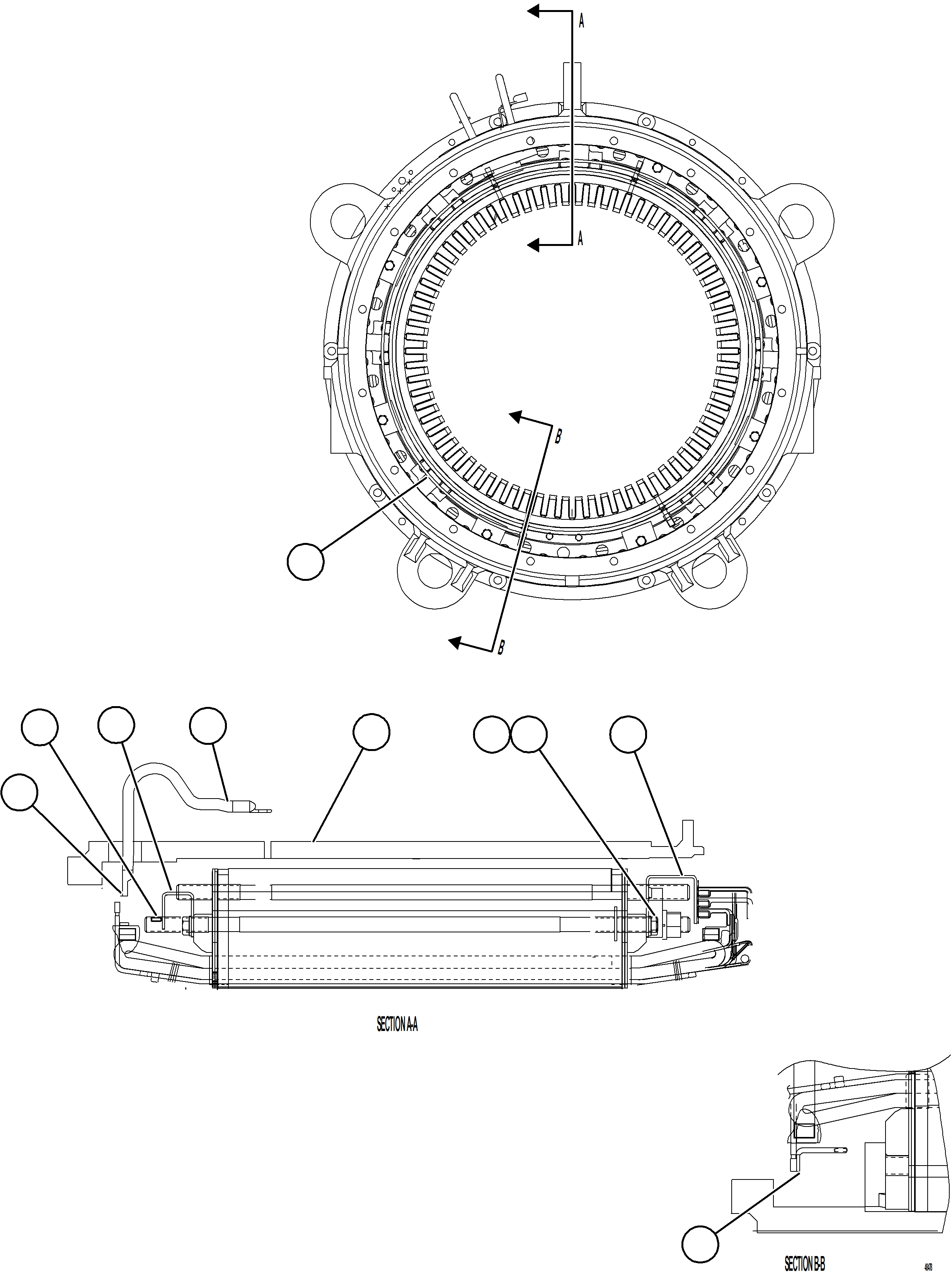 Komatsu parts book diagram for AFE84-R 730E-10 S/N A50056 - A50058  KSA: ALTERNATOR STATOR ASSEMBLY