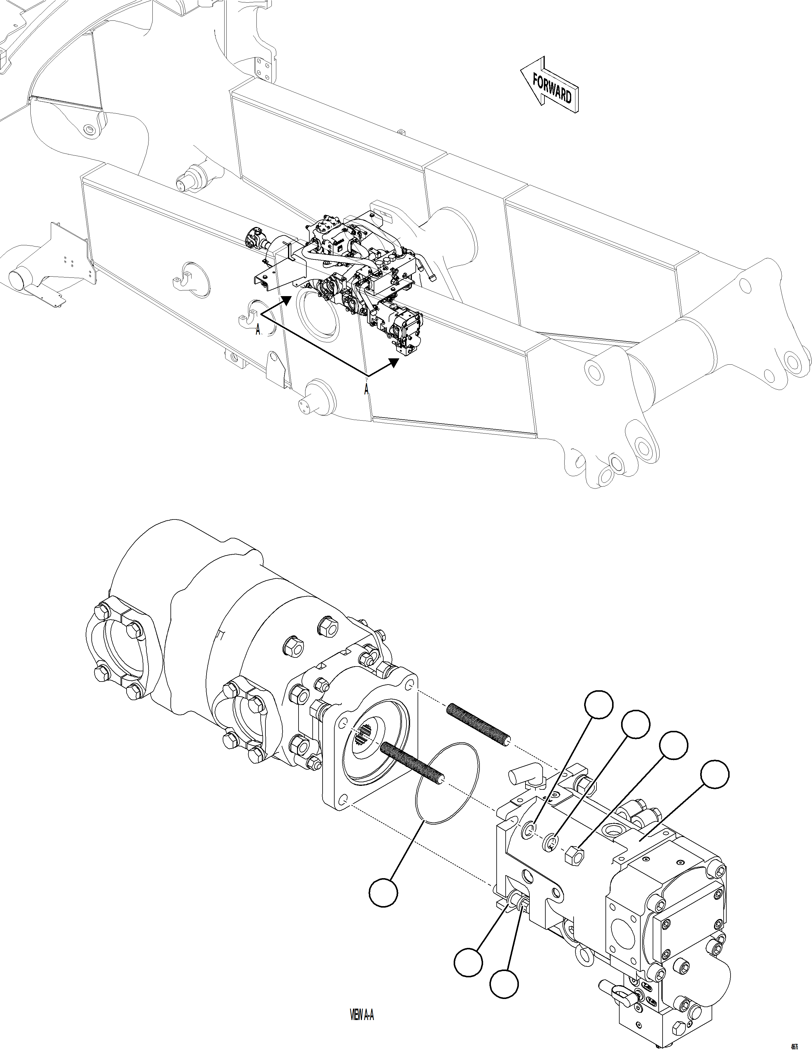 Komatsu parts book diagram for AFE84-R 730E-10 S/N A50056 - A50058  KSA: STEERING PUMP INSTALLATION    1/5