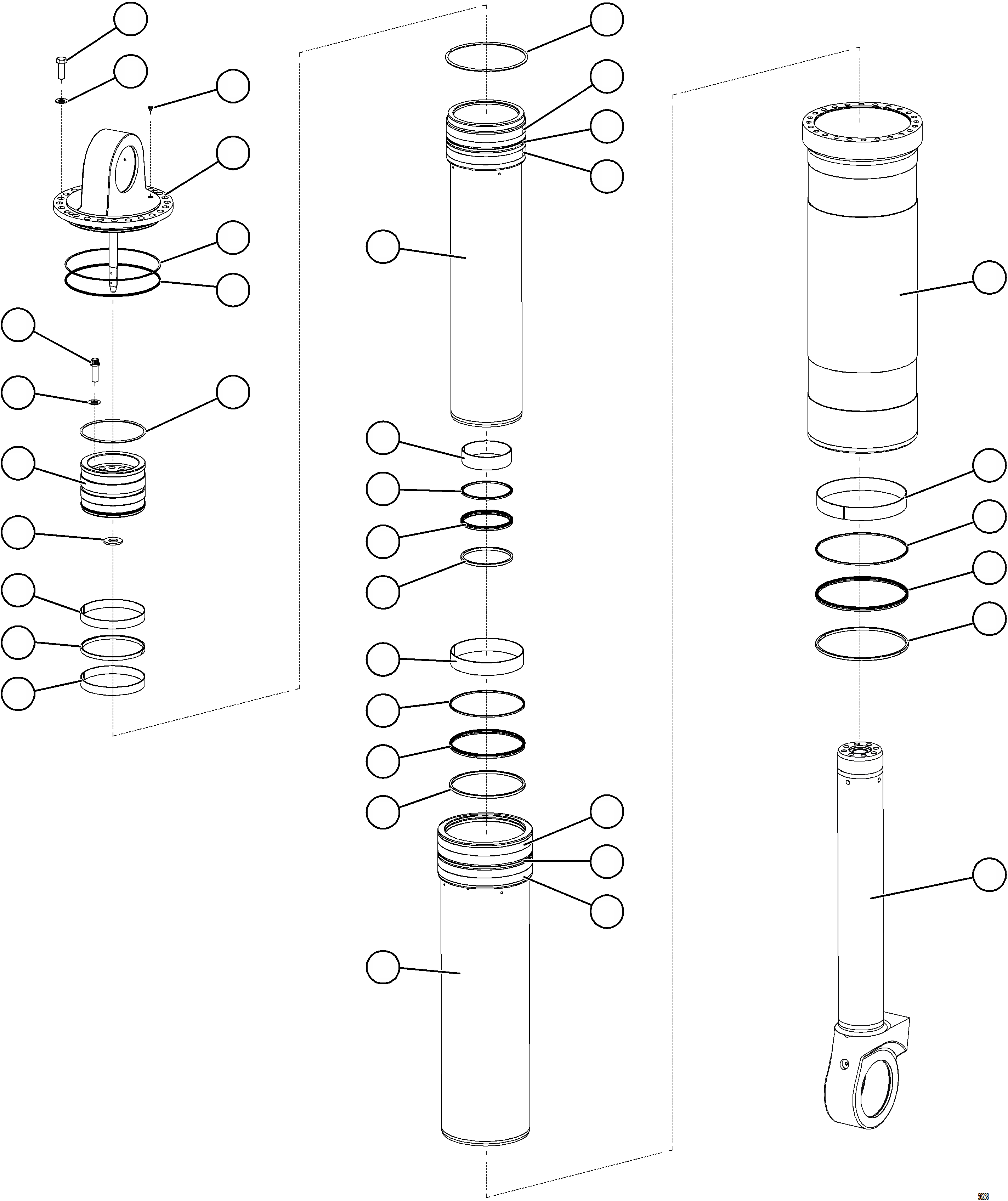 Komatsu parts book diagram for AFE84-R 730E-10 S/N A50056 - A50058  KSA: HOIST CYLINDER ASSEMBLY