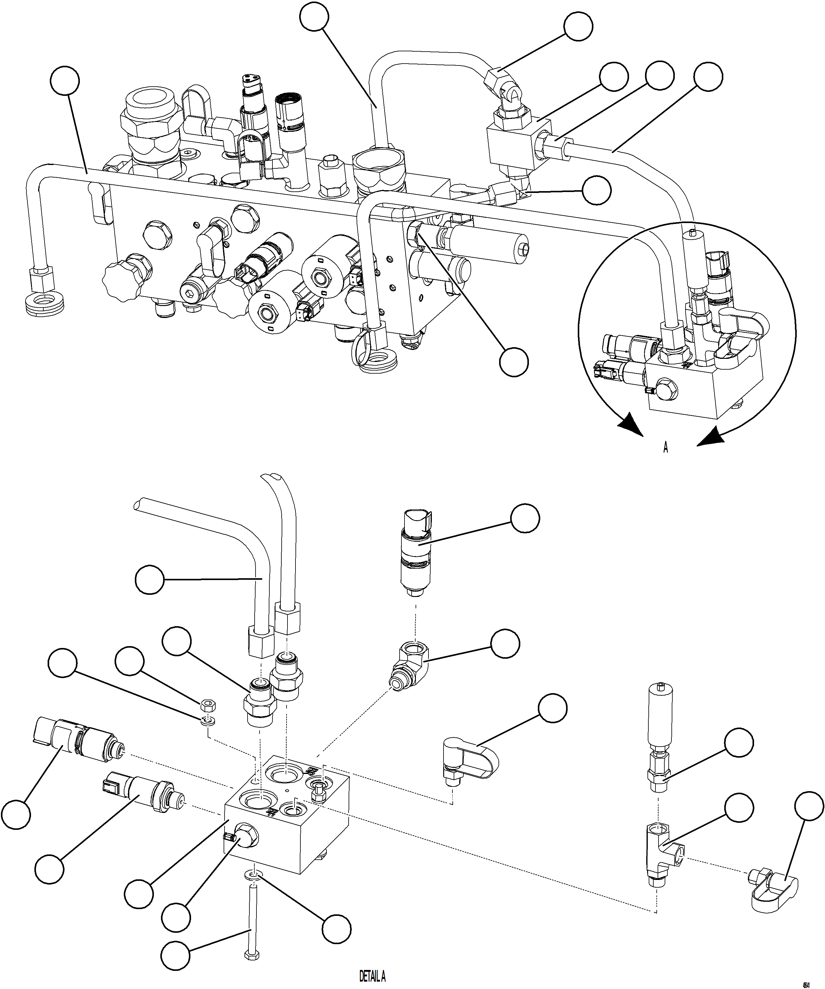 Komatsu parts book diagram for AFE84-R 730E-10 S/N A50056 - A50058  KSA: SHUTTLE VALVE & JUNCTION BLOCK PIPING