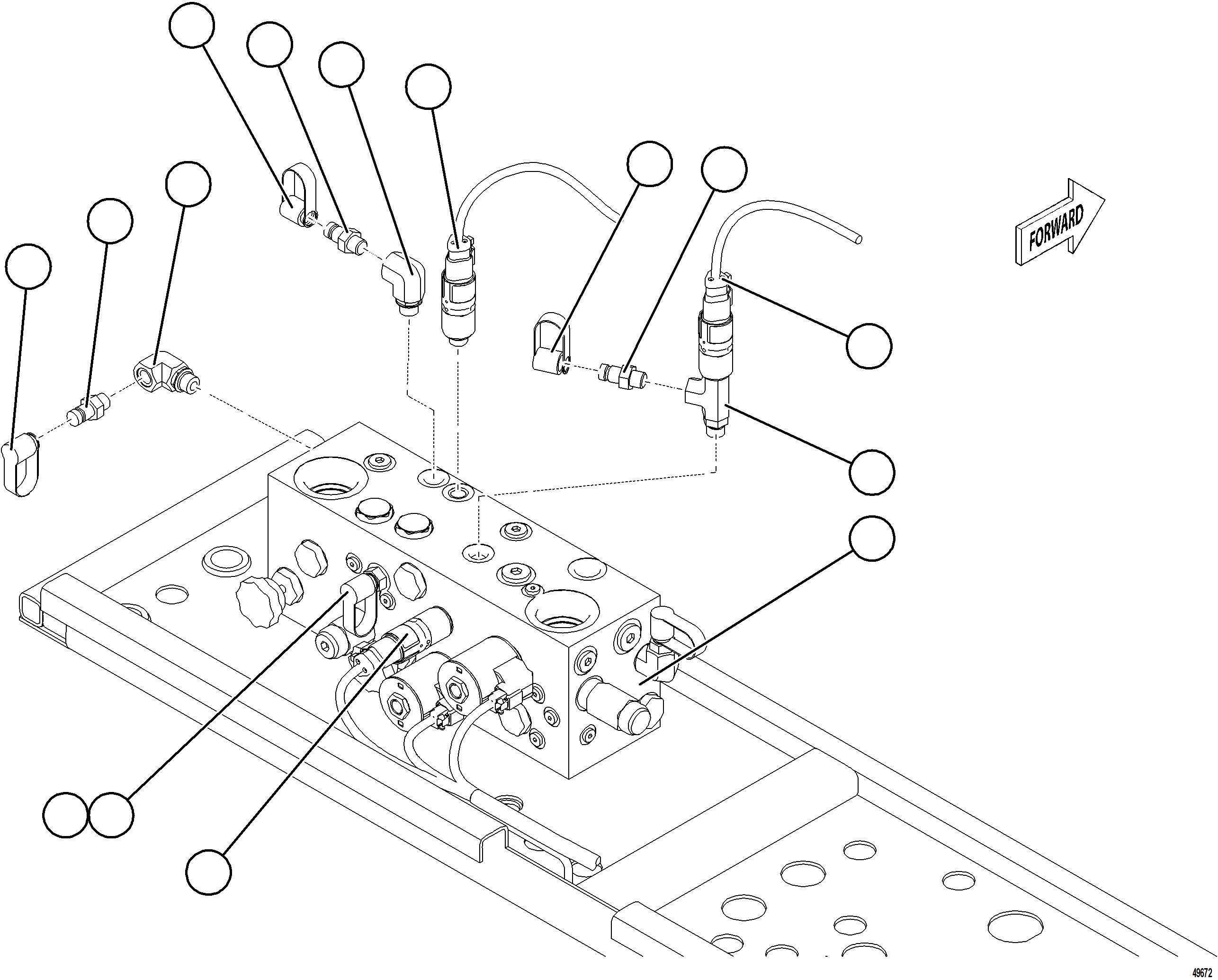 Komatsu parts book diagram for AFE84-R 730E-10 S/N A50056 - A50058  KSA: BRAKE MANIFOLD COMPONENTS