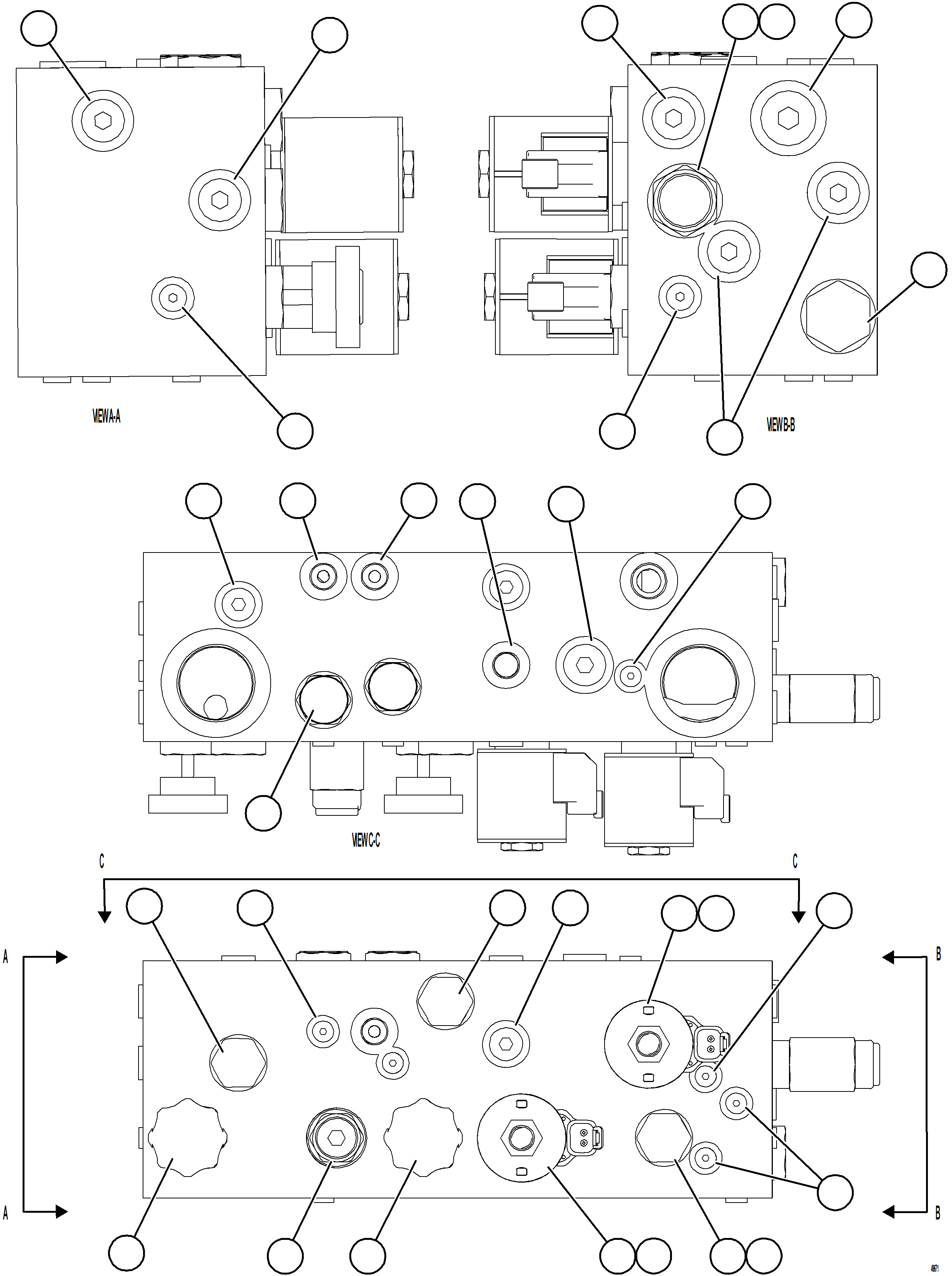 Komatsu parts book diagram for AFE84-R 730E-10 S/N A50056 - A50058  KSA: BRAKE MANIFOLD
