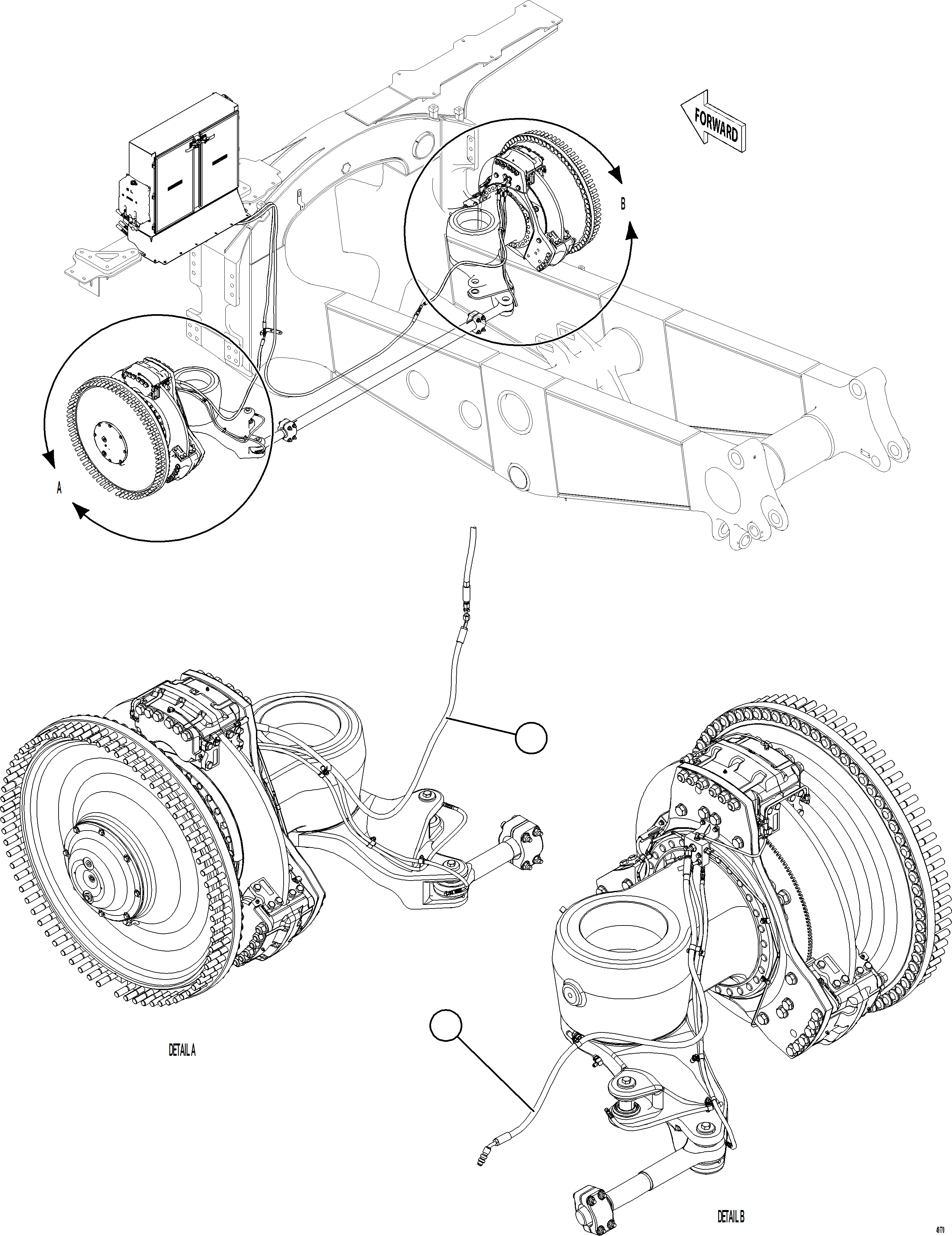 Komatsu parts book diagram for AFE84-R 730E-10 S/N A50056 - A50058  KSA: FRONT BRAKE APPLY PIPING