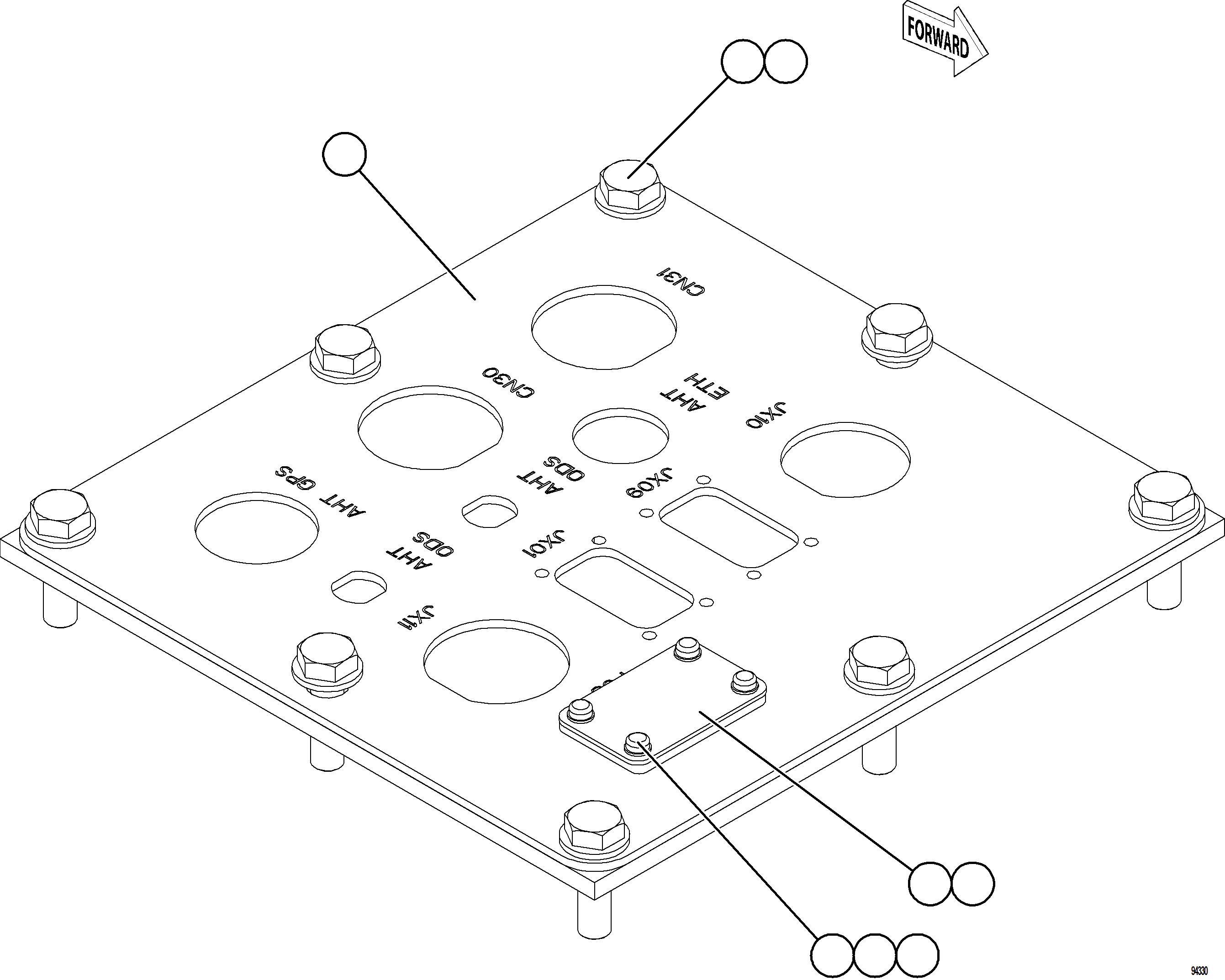 Komatsu parts book diagram for AFE84-R 730E-10 S/N A50056 - A50058  KSA: CAB EXTERNAL WIRING CONNECTOR PLATE    2/2