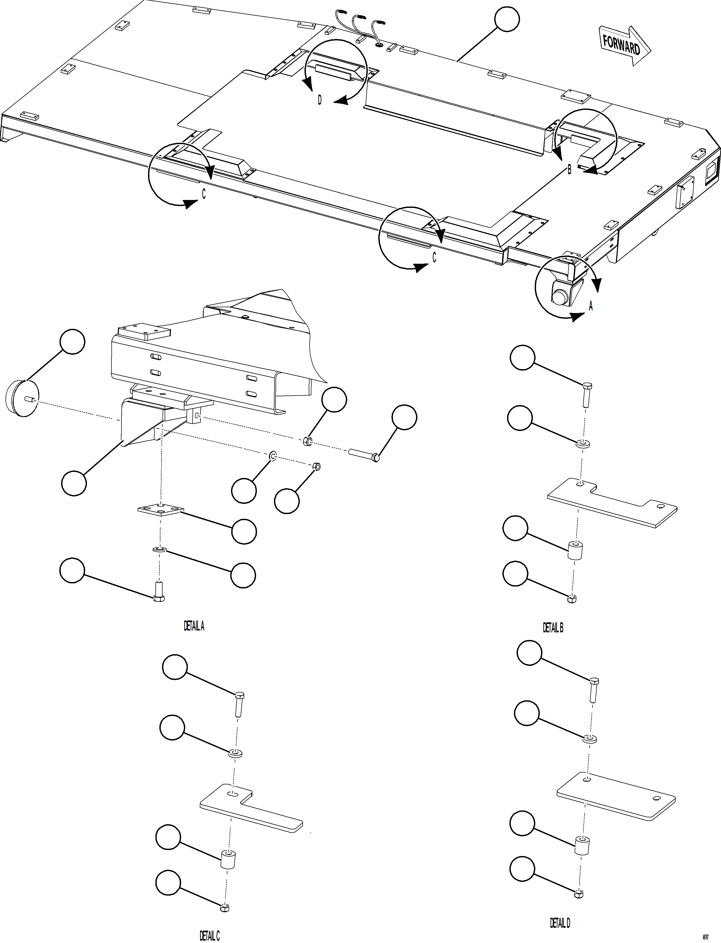 Komatsu parts book diagram for AFE84-R 730E-10 S/N A50056 - A50058  KSA: LH DECK INSTALLATION