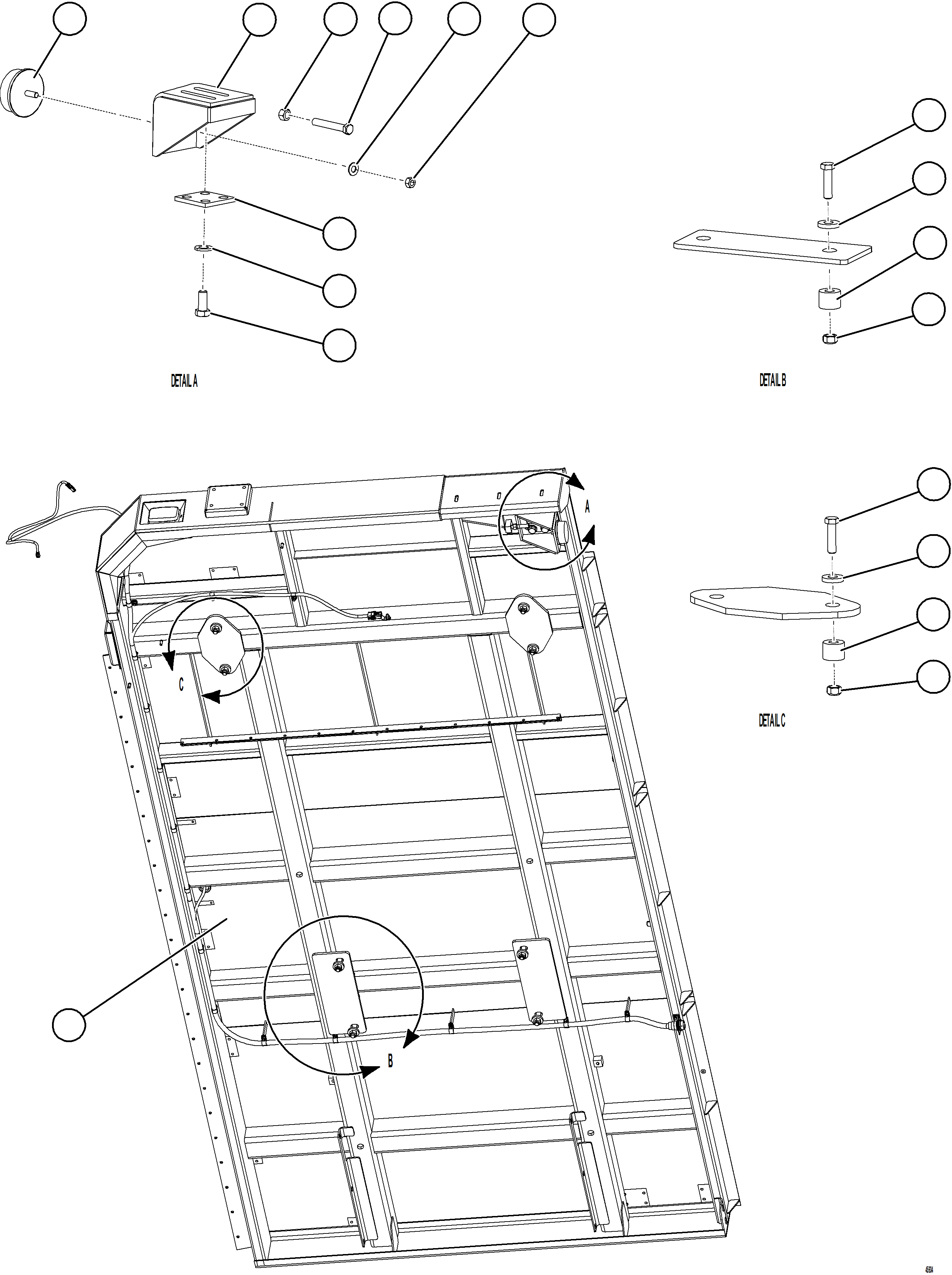 Komatsu parts book diagram for AFE84-R 730E-10 S/N A50056 - A50058  KSA: RH DECK INSTALLATION