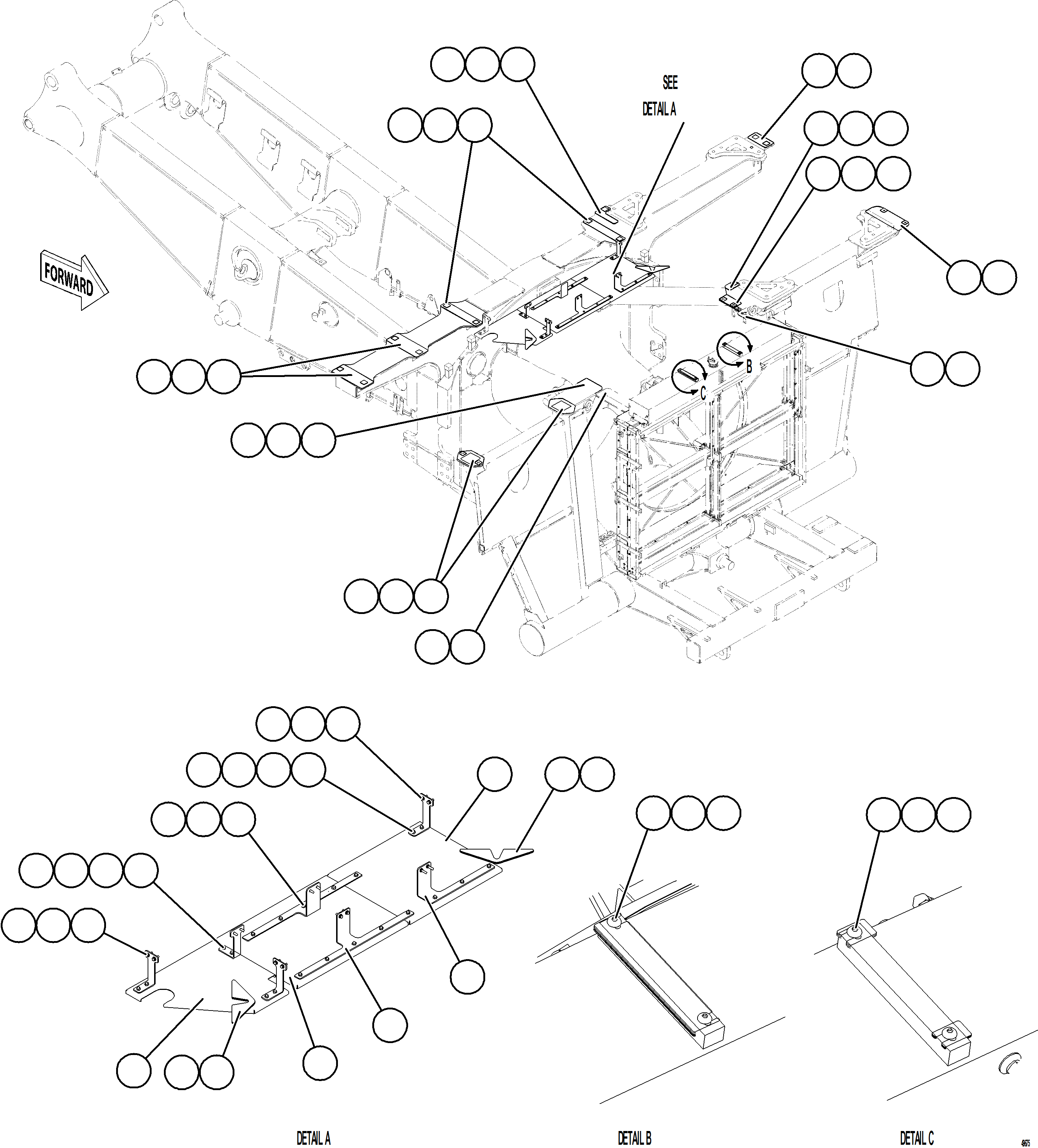 Komatsu parts book diagram for AFE84-R 730E-10 S/N A50056 - A50058  KSA: CENTER DECK HEAT SHIELDS