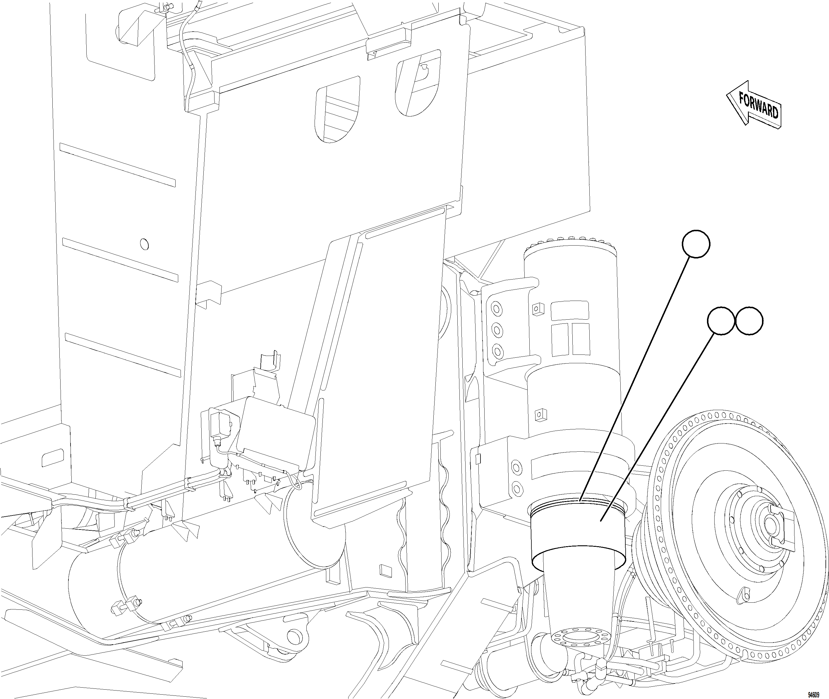 Komatsu parts book diagram for AFE84-R 730E-10 S/N A50056 - A50058  KSA: FRONT SUSPENSION MUD FLAP