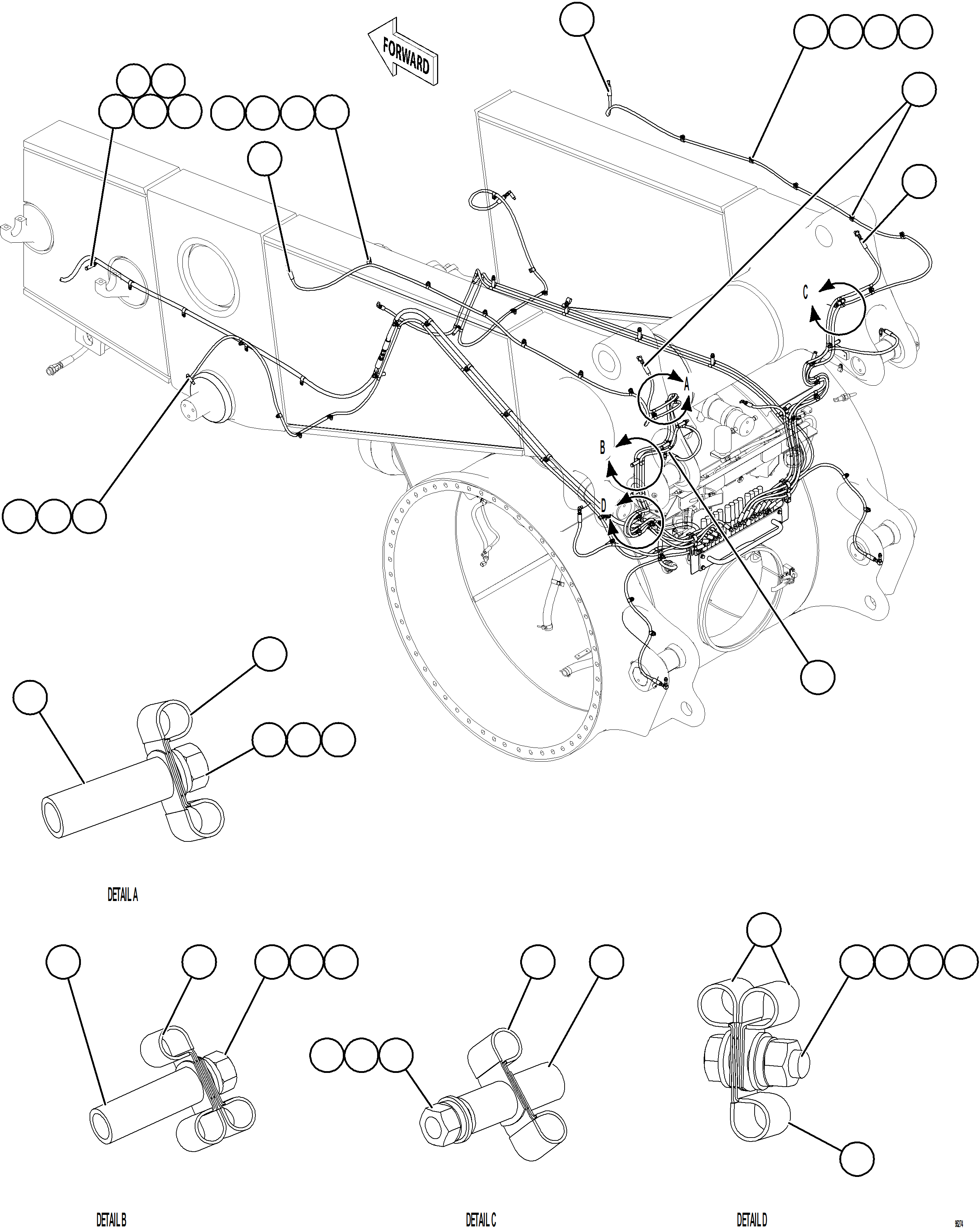 Komatsu parts book diagram for AFE84-R 730E-10 S/N A50056 - A50058  KSA: AUTOMATIC LUBRICATION SYSTEM PIPING - REAR    3/3
