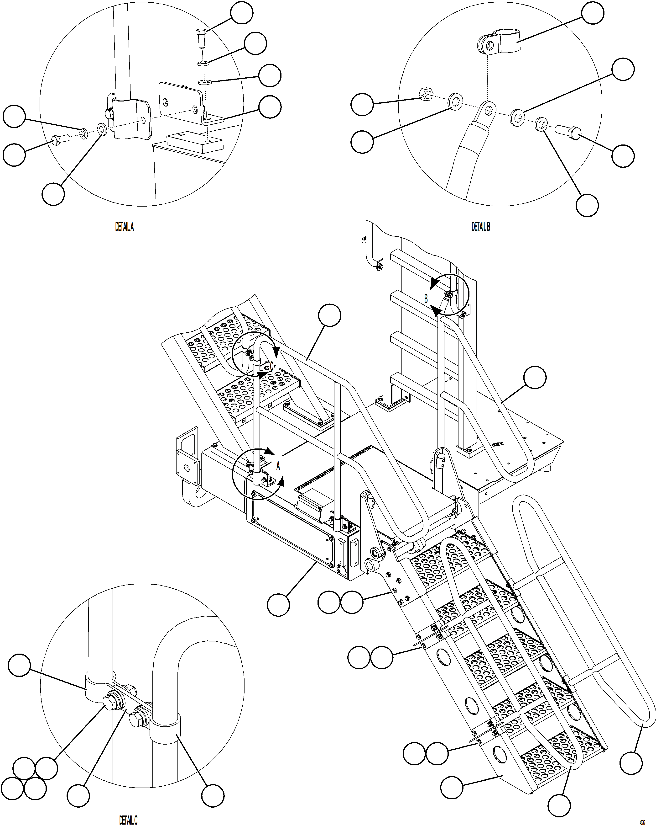 Komatsu parts book diagram for AFE84-R 730E-10 S/N A50056 - A50058  KSA: RETRACTABLE LADDER INSTALLATION