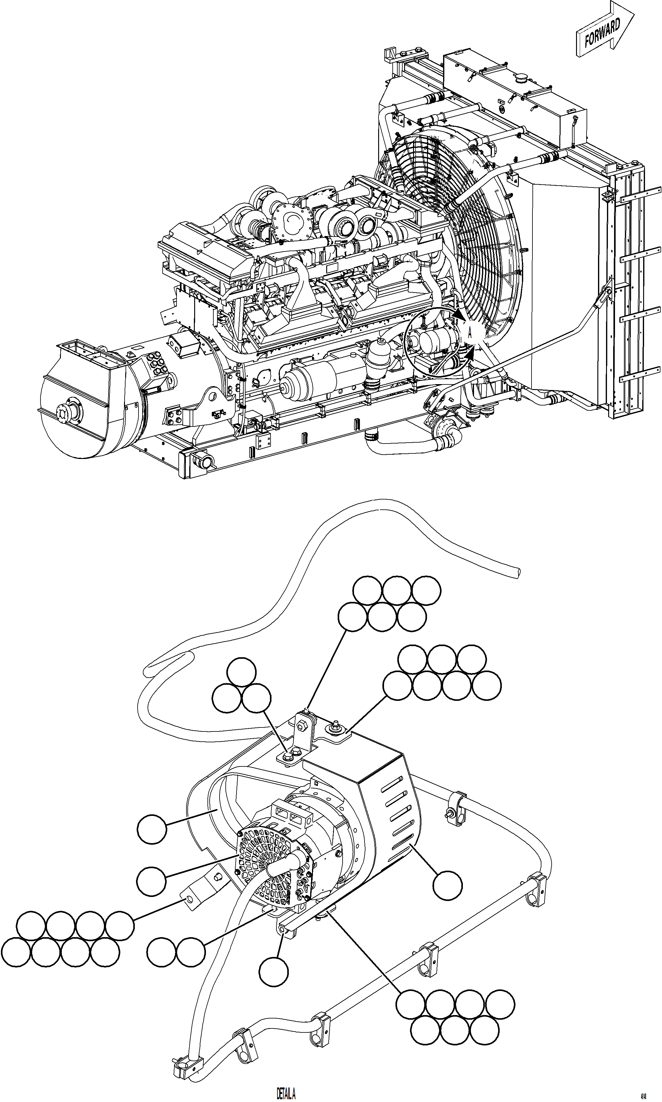 Komatsu parts book diagram for AFE84-T 730E-10 S/N A50061,A50064  KAL: BATTERY CHARGING ALTERNATOR INSTALLATION