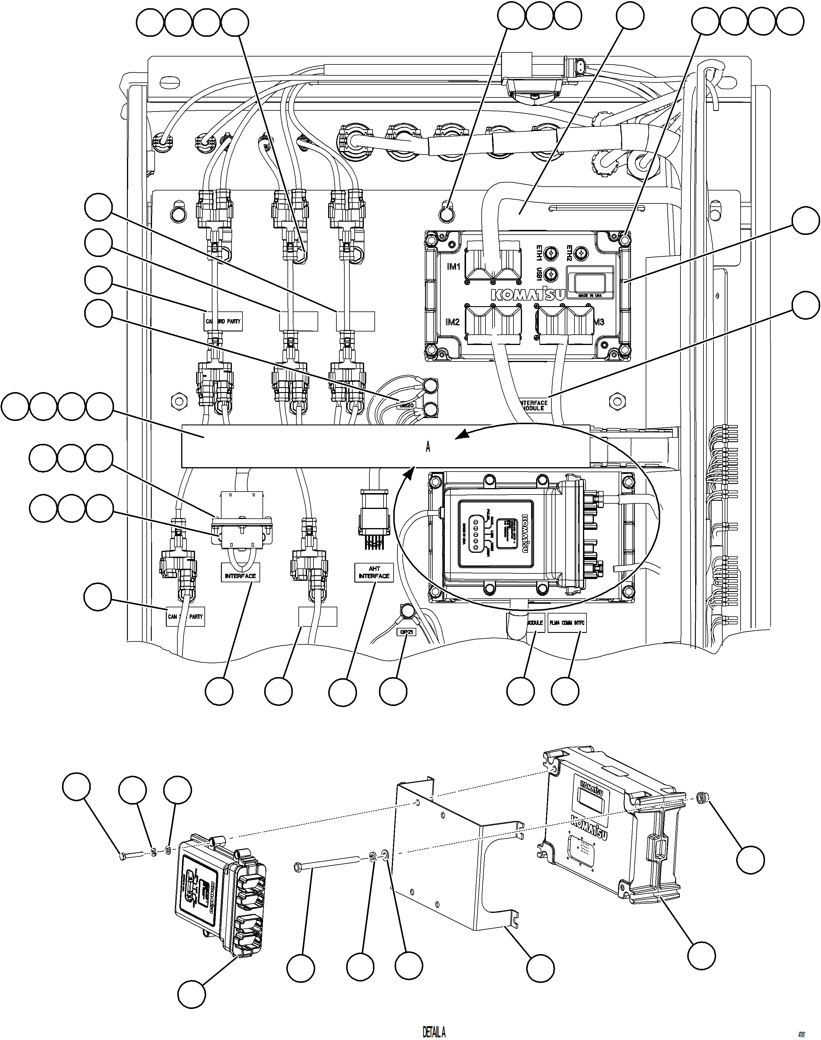 Komatsu parts book diagram for AFE84-T 730E-10 S/N A50061,A50064  KAL: AUXILIARY CONTROL CABINET - LH WALL    1/2
