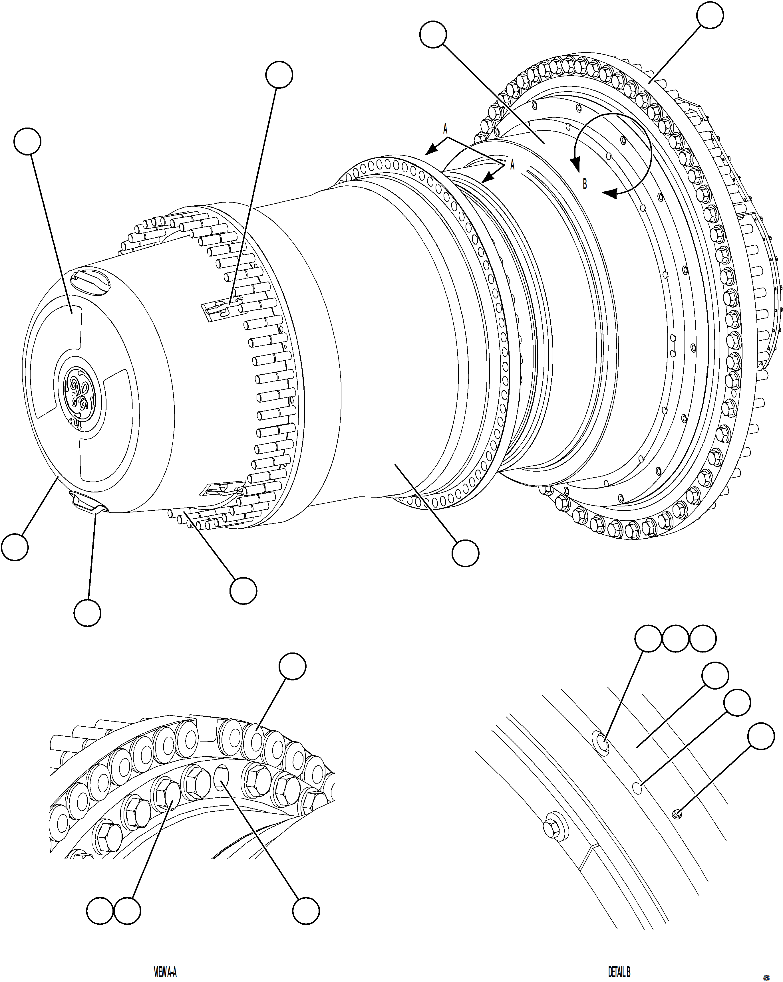 Komatsu parts book diagram for AFE84-T 730E-10 S/N A50061,A50064  KAL: WHEEL MOTOR    1/8