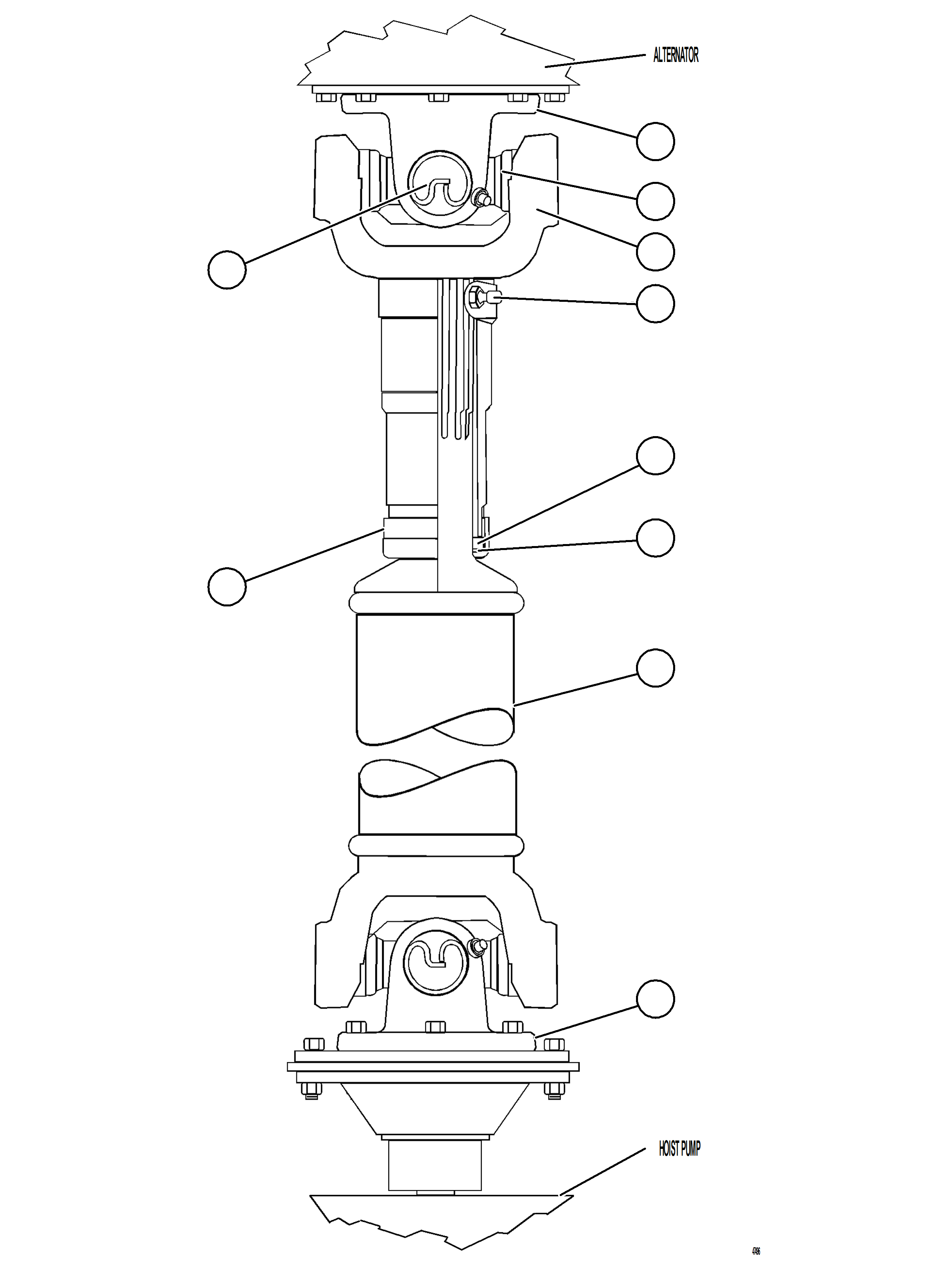 Komatsu parts book diagram for AFE84-T 730E-10 S/N A50061,A50064  KAL: DRIVESHAFT ASSEMBLY