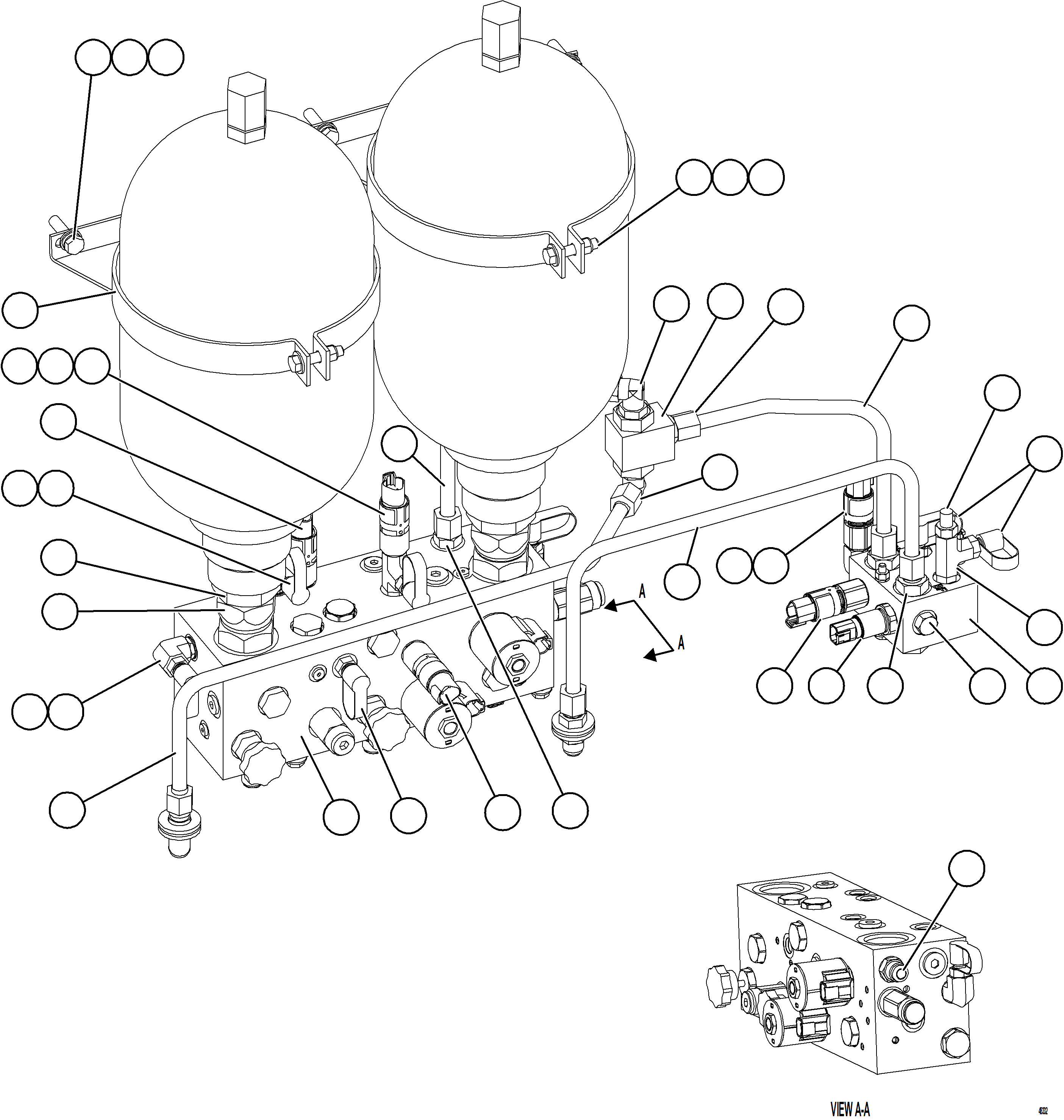 Komatsu parts book diagram for AFE84-T 730E-10 S/N A50061,A50064  KAL: HYDRAULIC BRAKE CABINET PIPING - BRAKE MANIFOLD