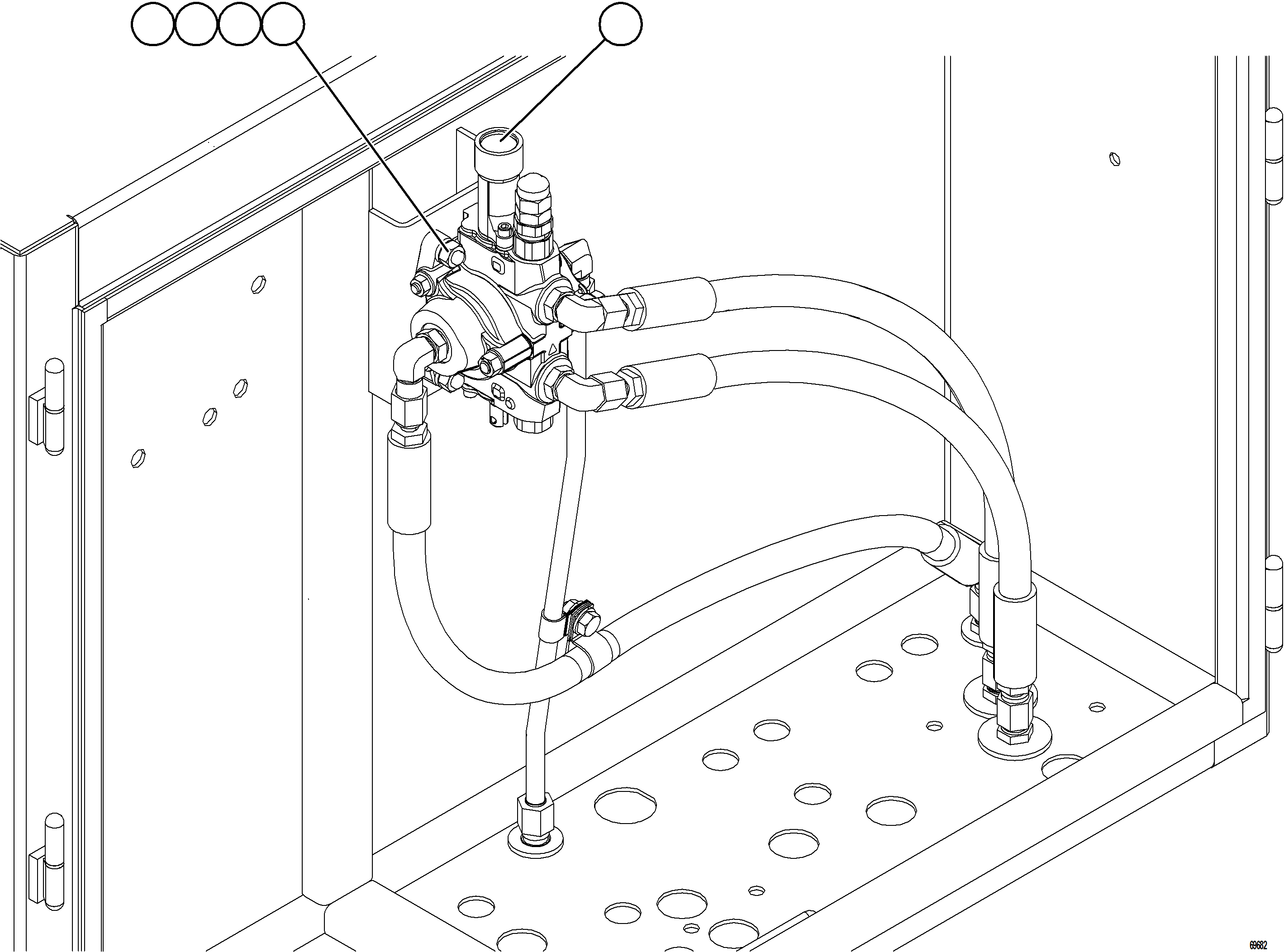 Komatsu parts book diagram for AFE84-T 730E-10 S/N A50061,A50064  KAL: HOIST PILOT VALVE INSTALLATION