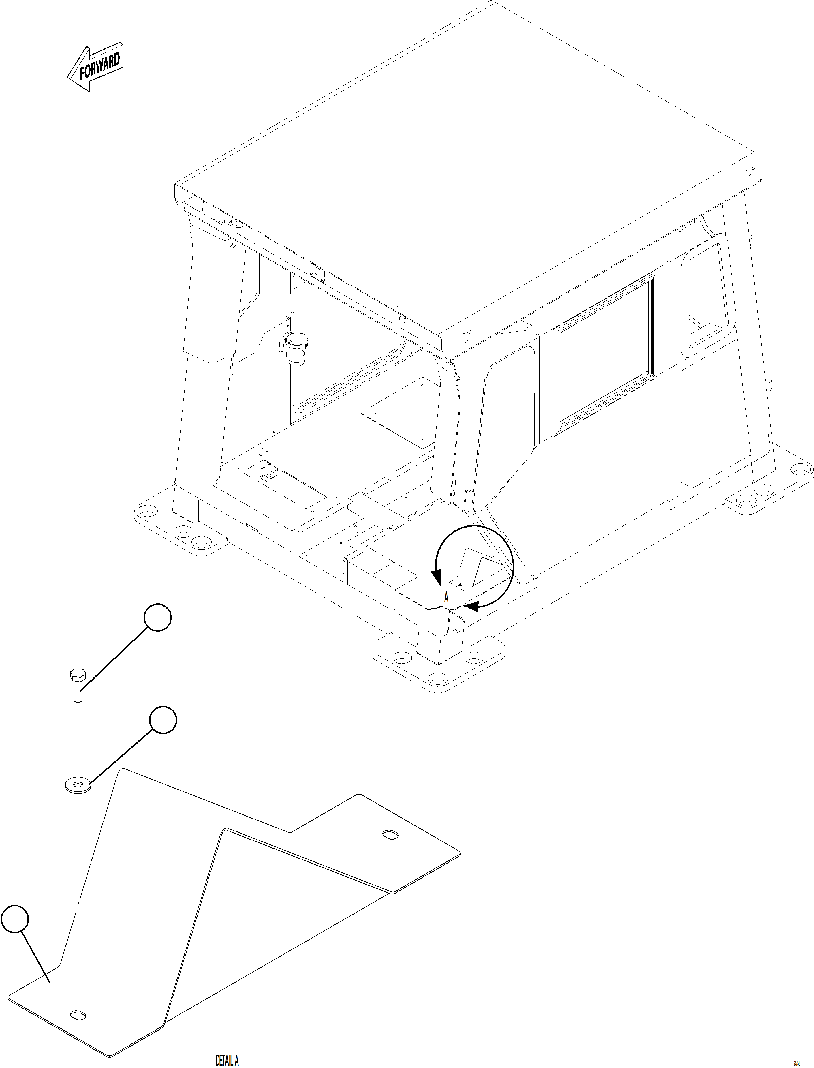 Komatsu parts book diagram for AFE84-T 730E-10 S/N A50061,A50064  KAL: CAB FOOTREST