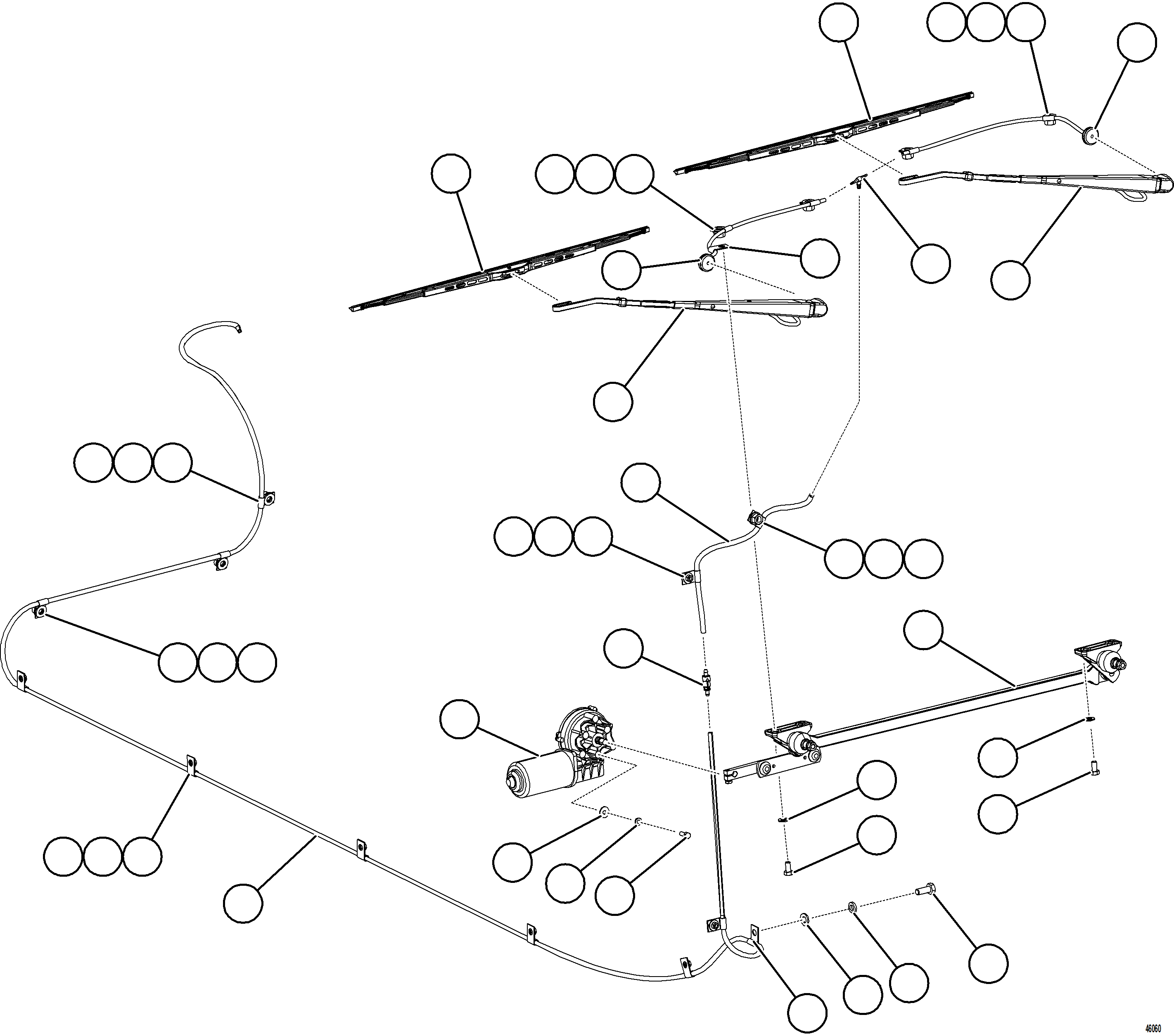 Komatsu parts book diagram for AFE84-T 730E-10 S/N A50061,A50064  KAL: WINDSHIELD WIPER INSTALLATION