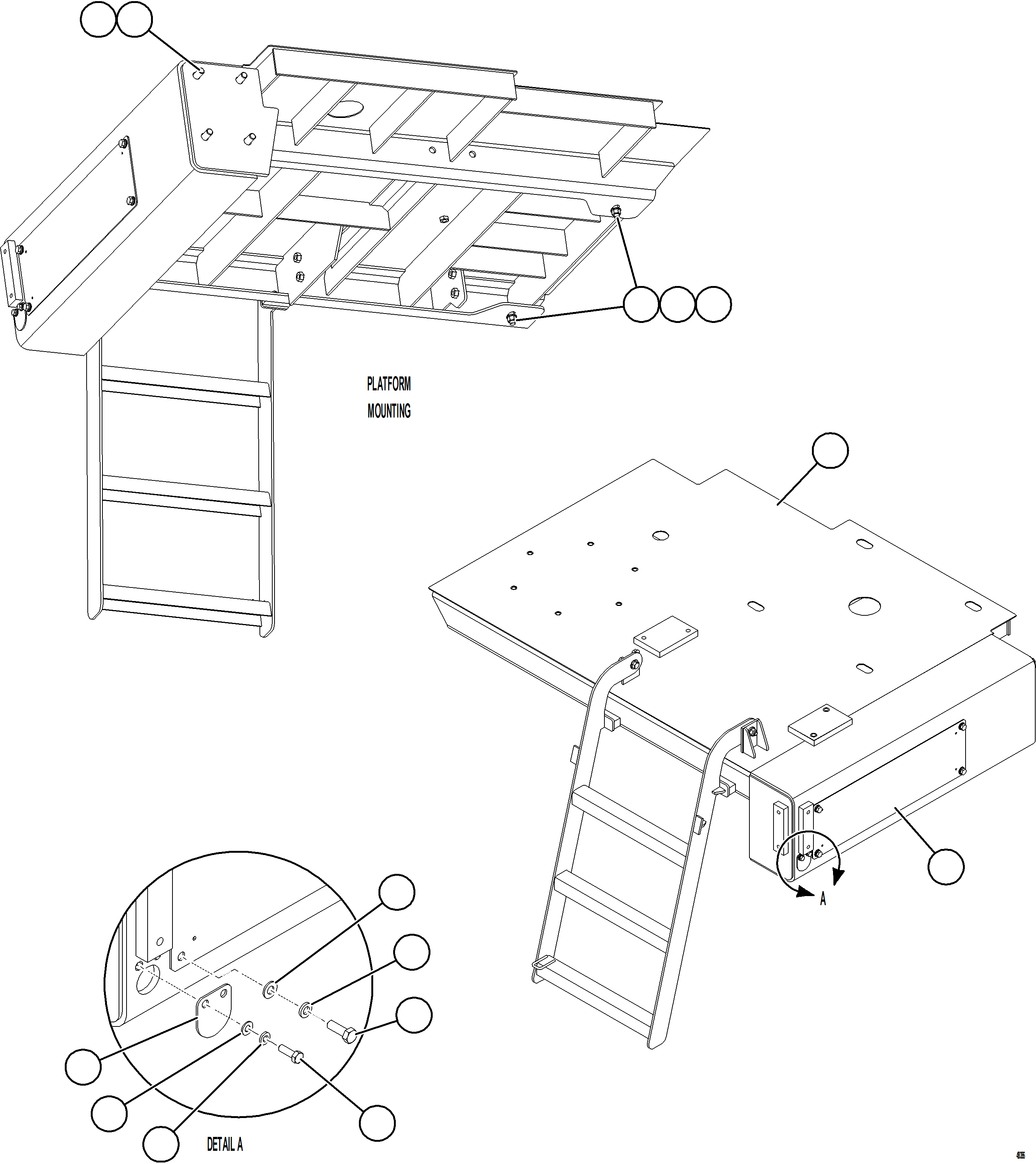 Komatsu parts book diagram for AFE84-T 730E-10 S/N A50061,A50064  KAL: RH LOWER PLATFORM INSTALLATION