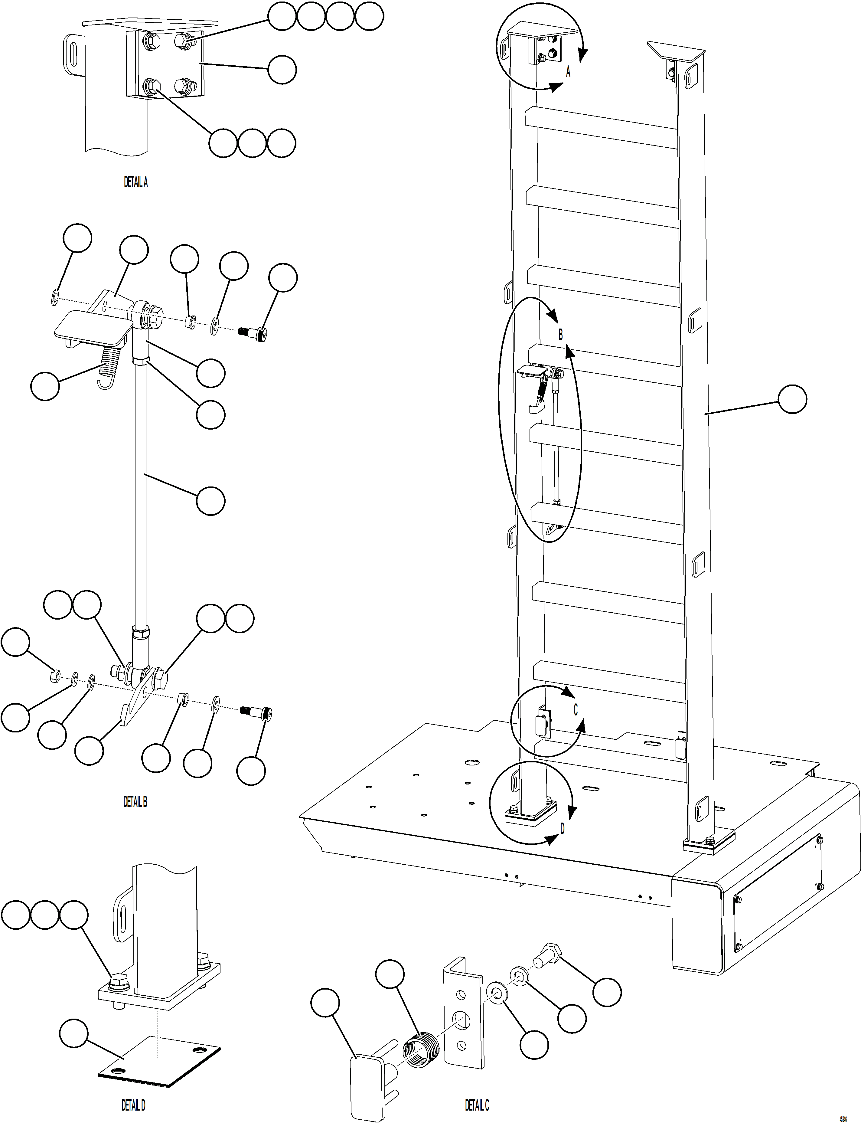 Komatsu parts book diagram for AFE84-T 730E-10 S/N A50061,A50064  KAL: RH EMERGENCY GATE & LADDER    2/2