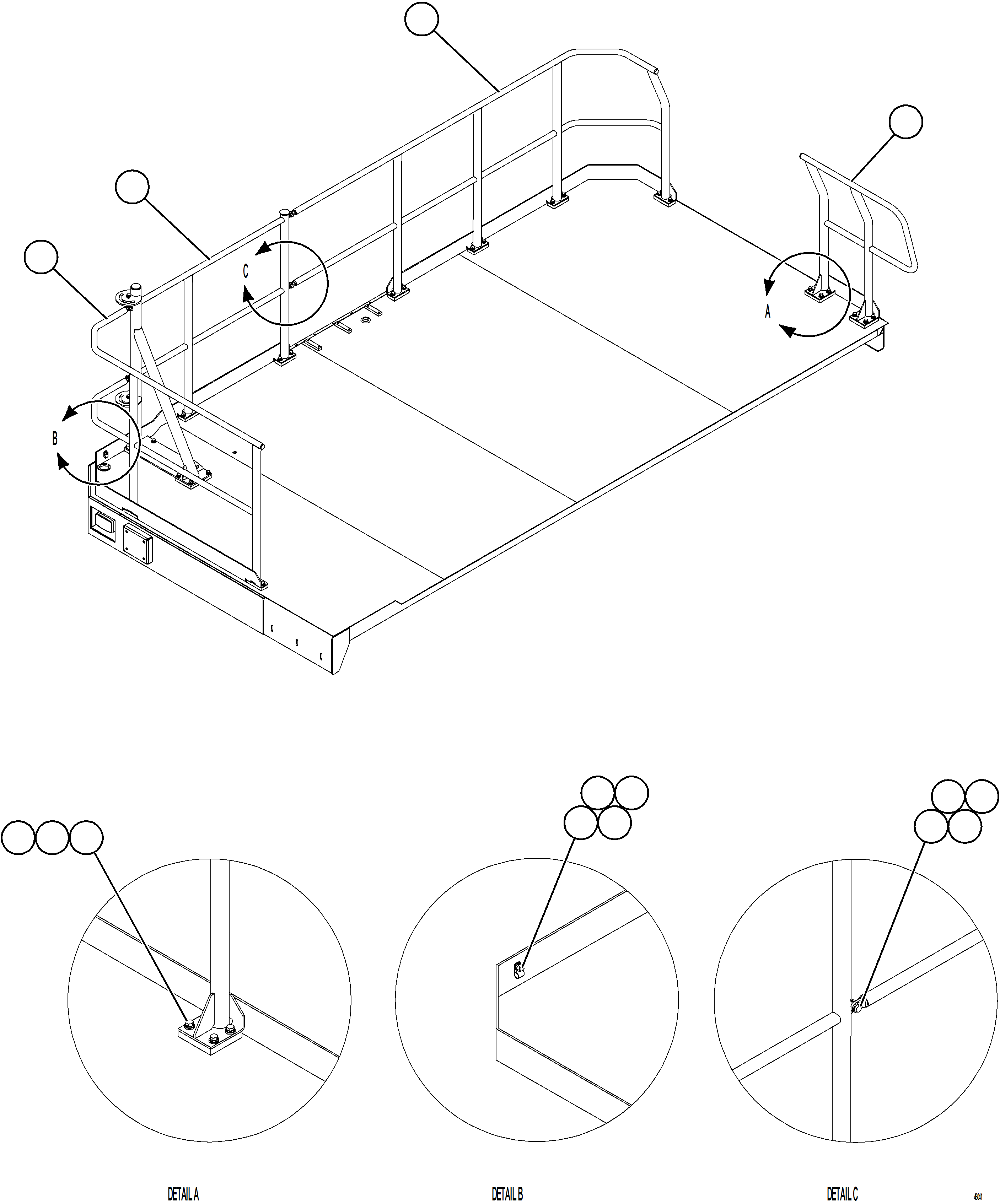 Komatsu parts book diagram for AFE84-T 730E-10 S/N A50061,A50064  KAL: RH DECK HANDRAILS