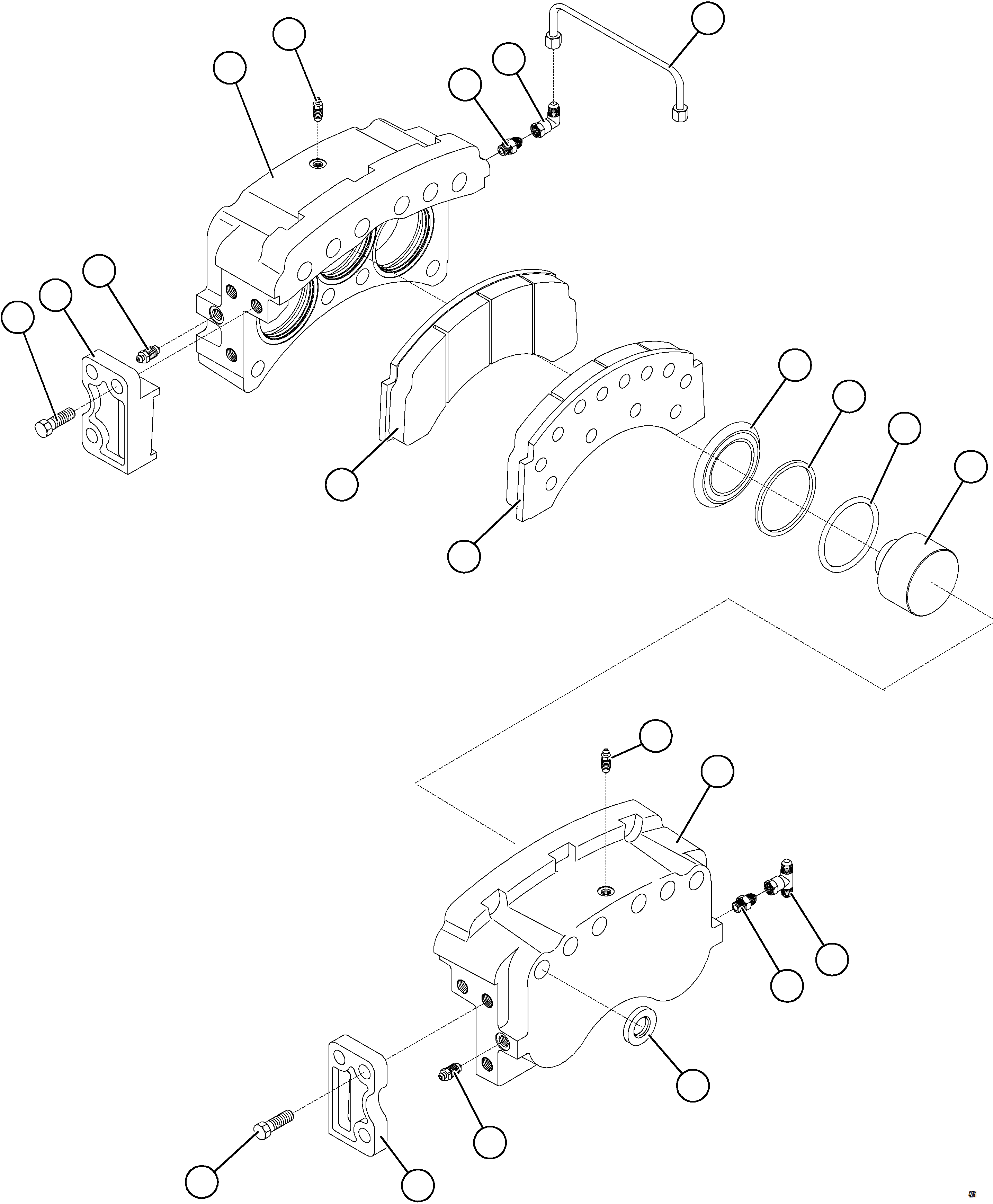Komatsu parts book diagram for AFE84-T 730E-10 S/N A50061,A50064  KAL: FRONT BRAKE ASSEMBLY