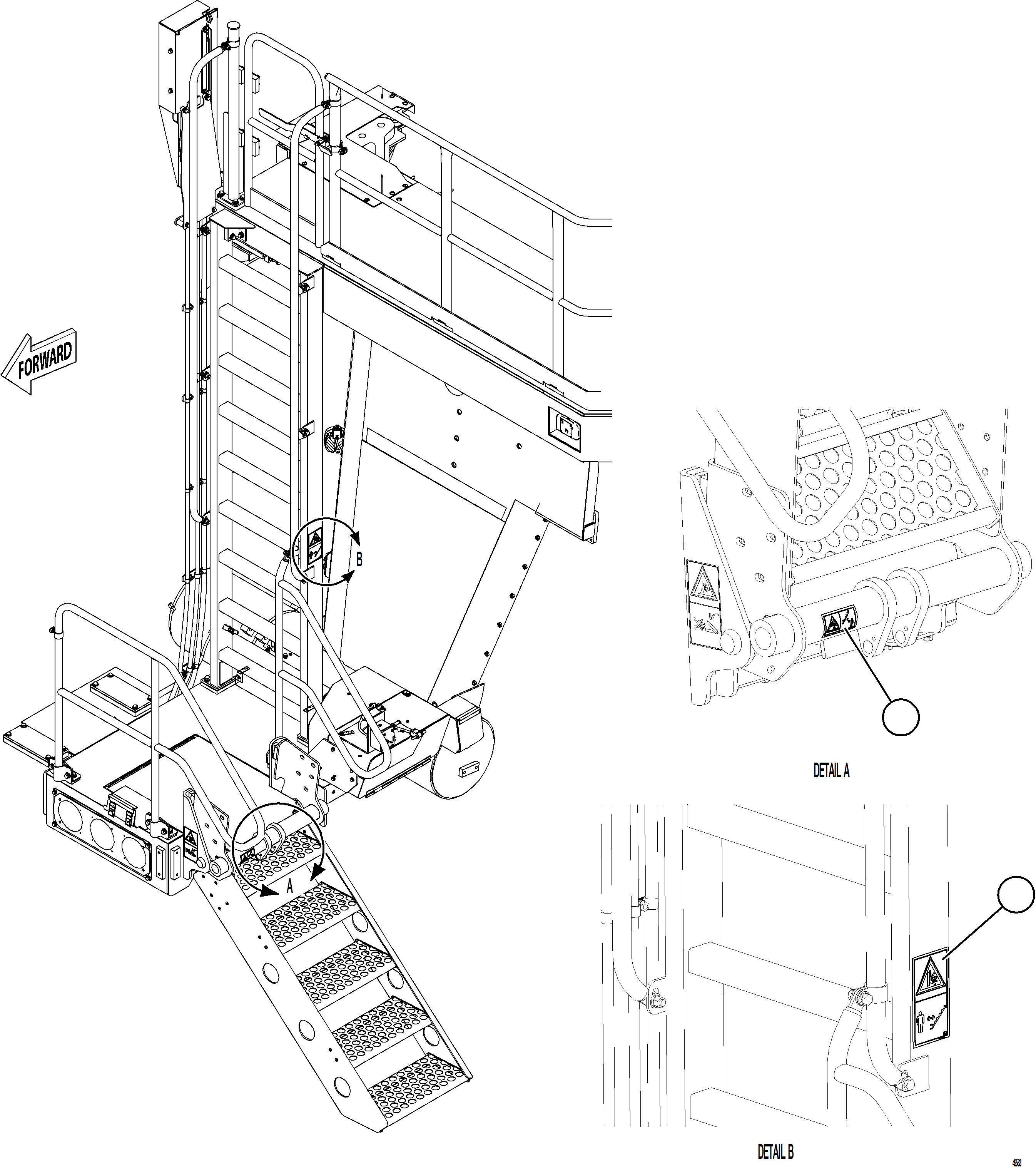 Komatsu parts book diagram for AFE84-T 730E-10 S/N A50061,A50064  KAL: RETRACTABLE LADDER DECALS    2/2