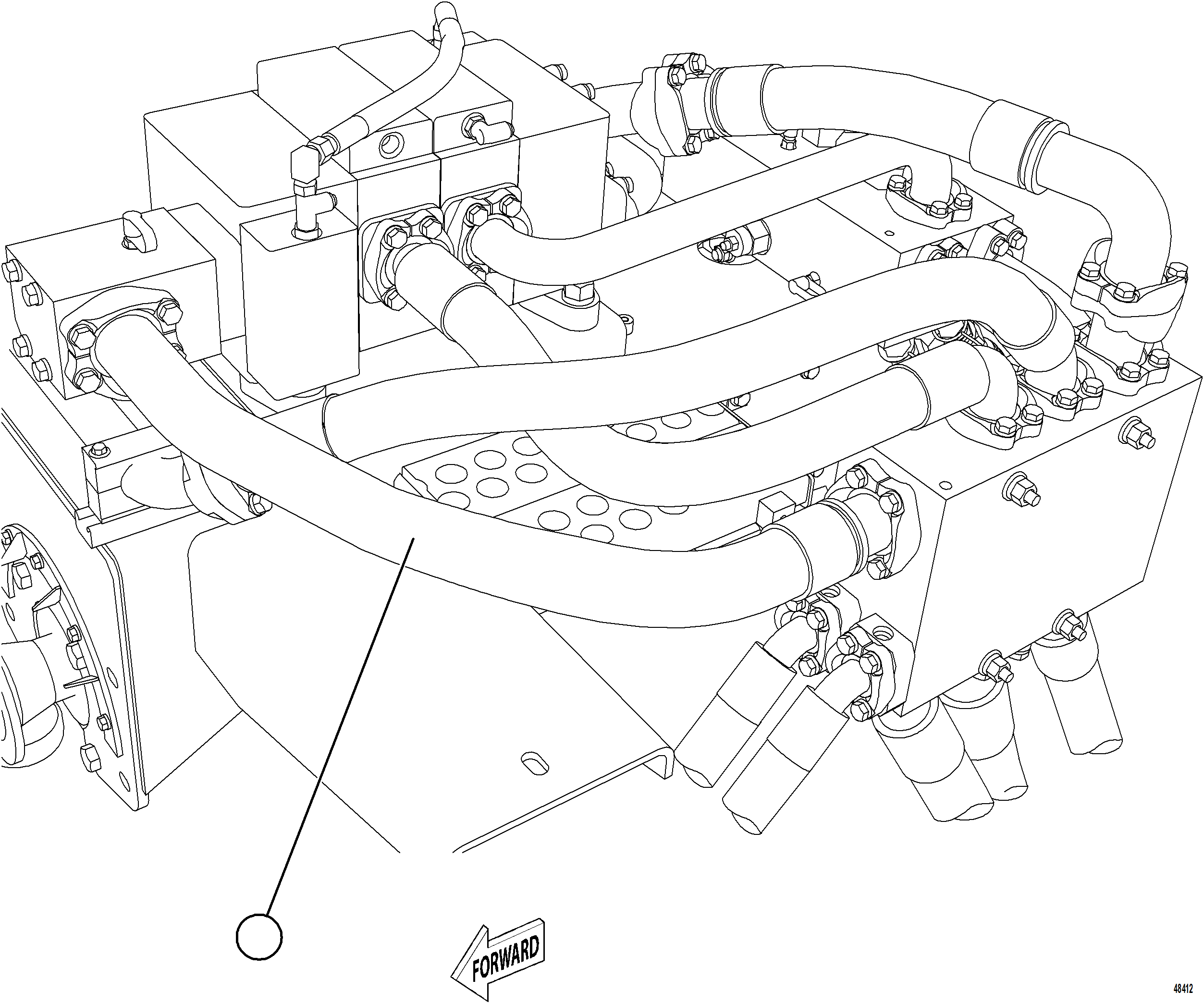 Komatsu parts book diagram for AFE91-E 930E-5 S/N A40390,A40394 - A40395,A40416 - A40417,A40430,A40438 - A40439,A40440,A40451 - A40453  SOUND SUPPRESSION ADDENDUM: HOSE CONNECTION - PUMP MODULE TO MANIFOLD