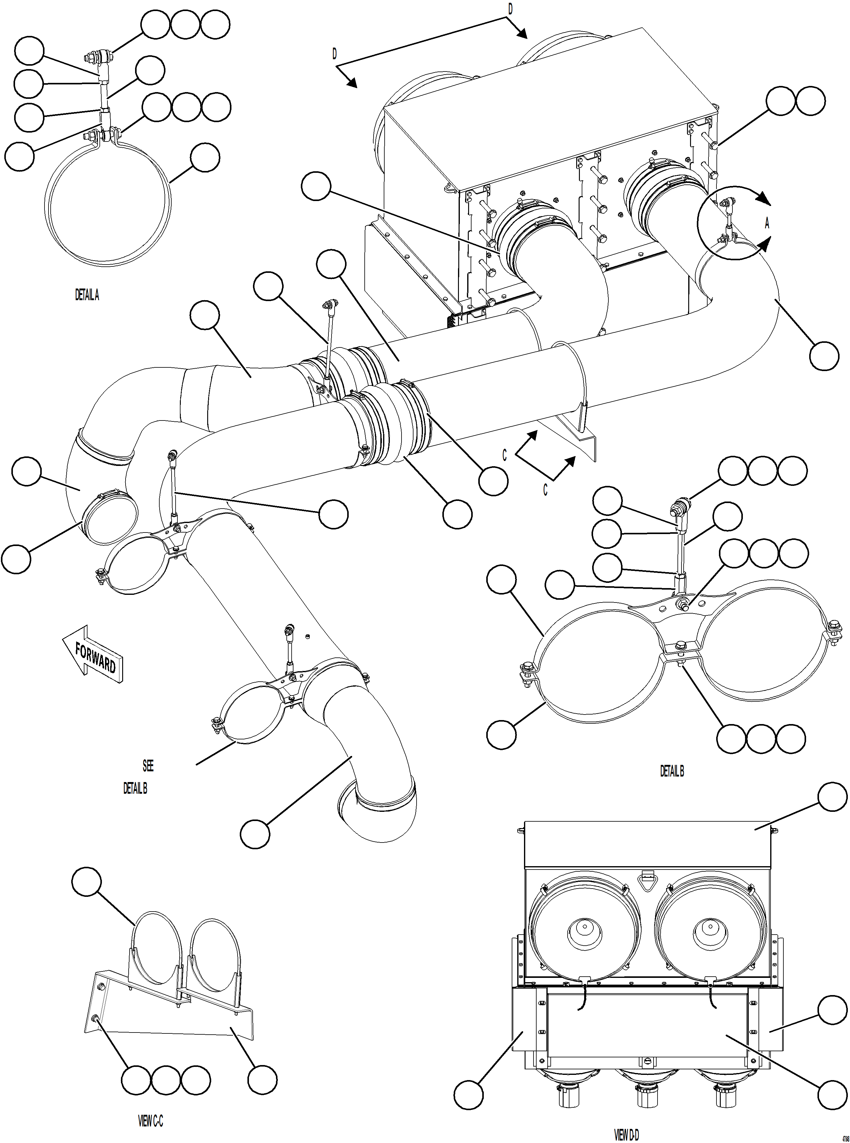 Komatsu parts book diagram for AFE92-A 980E-5SE S/N A60001 - A60010  KMMP: AIR CLEANER PIPING & INSTALLATION - RH