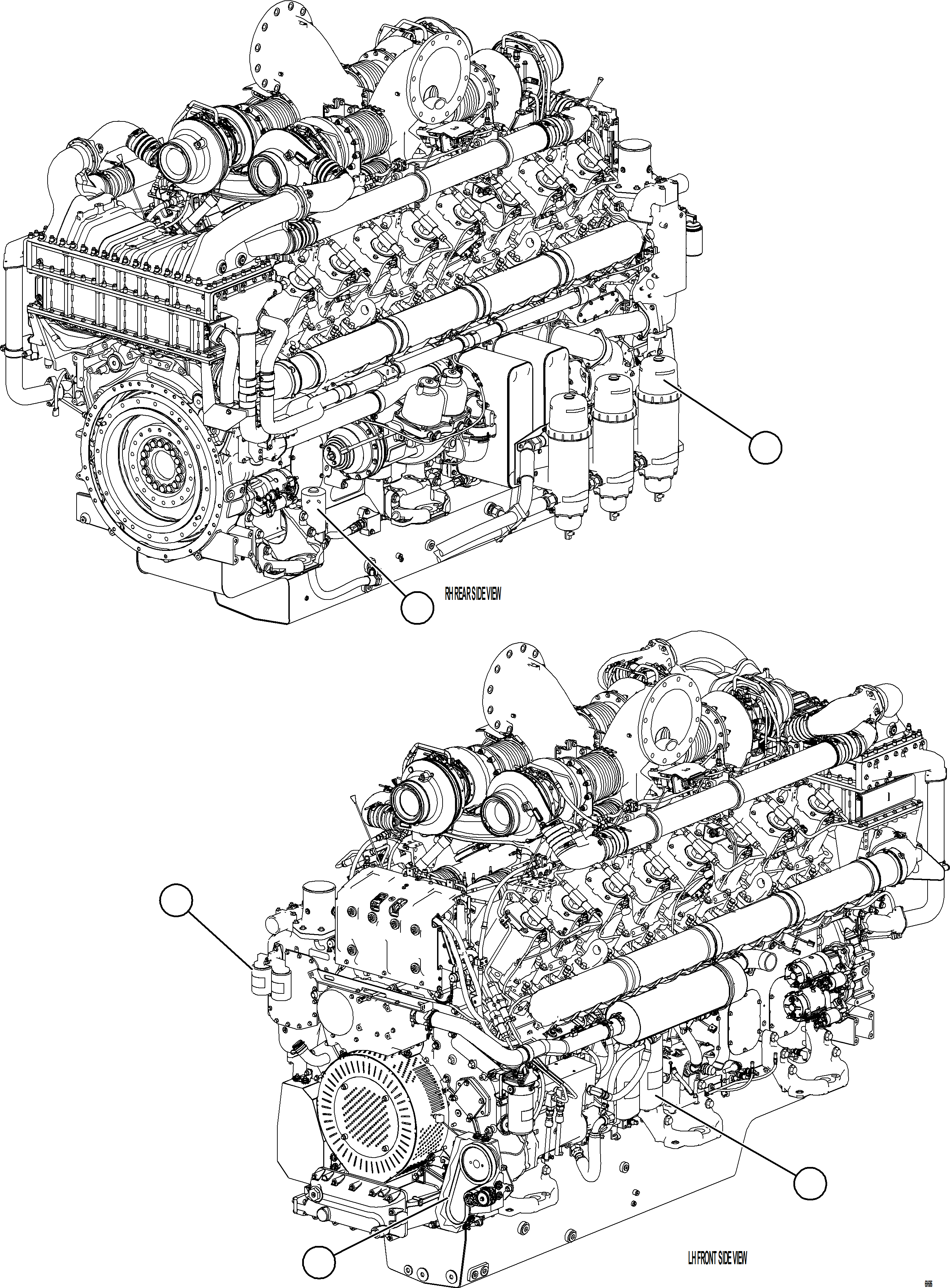Komatsu parts book diagram for AFE92-A 980E-5SE S/N A60001 - A60010  KMMP: ENGINE AND COMPONENTS    1/2