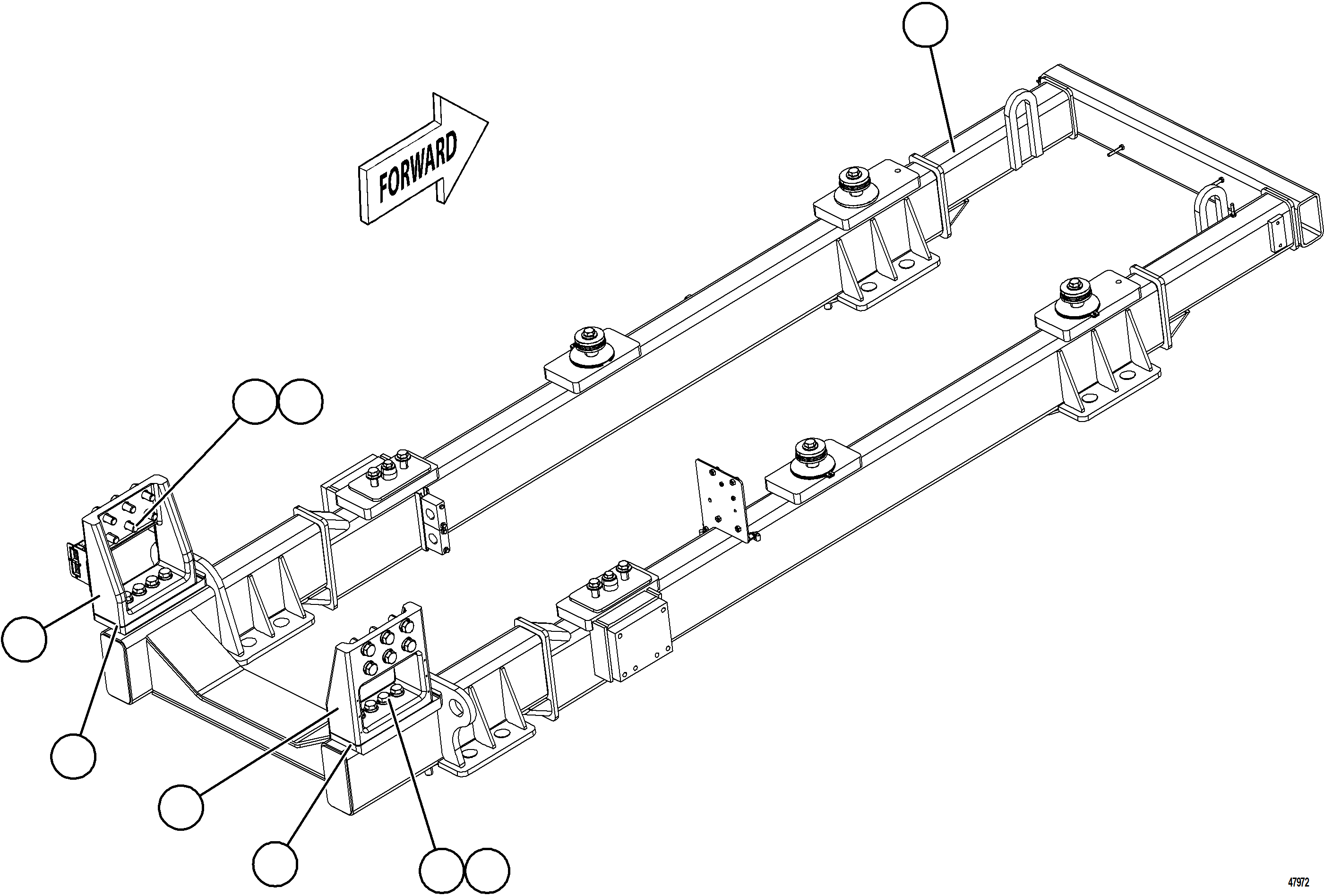Komatsu parts book diagram for AFE92-A 980E-5SE S/N A60001 - A60010  KMMP: ENGINE CRADLE INSTALLATION