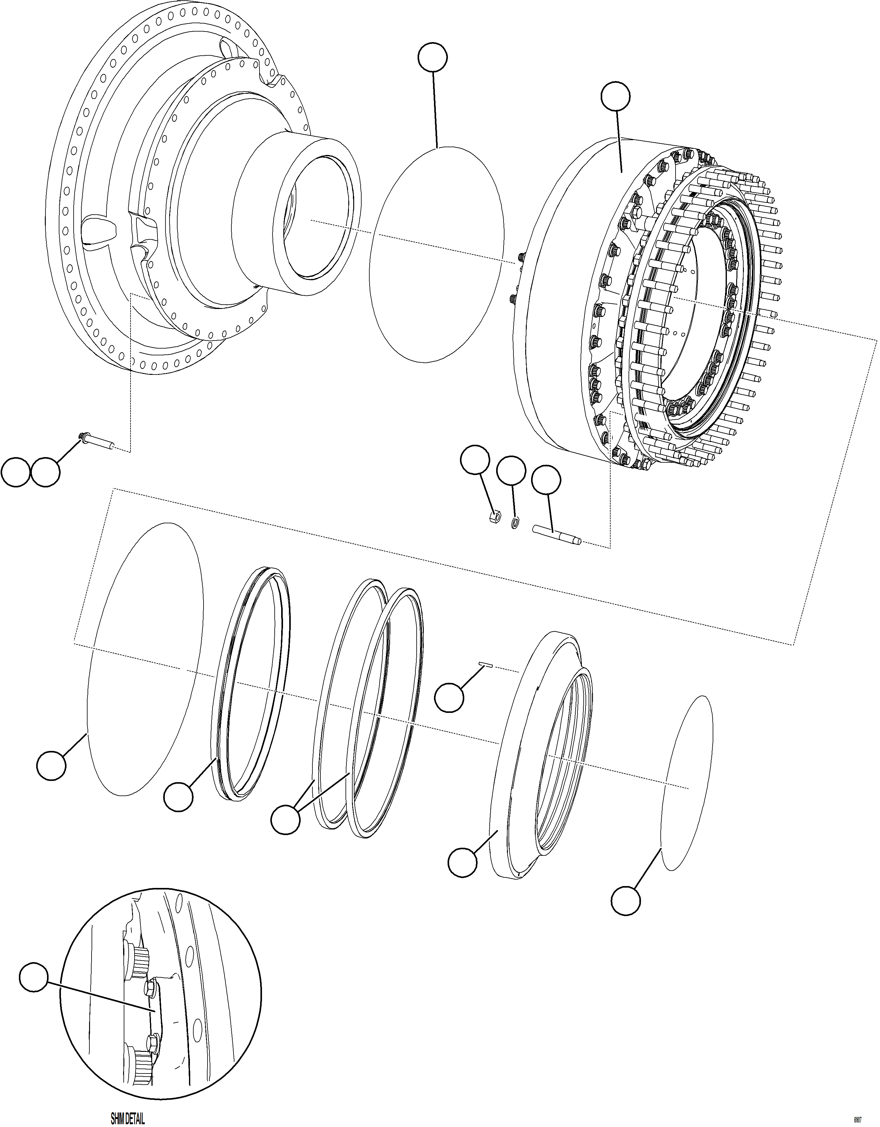 Komatsu parts book diagram for AFE92-A 980E-5SE S/N A60001 - A60010  KMMP: REAR BRAKE INSTALLATION    1/2